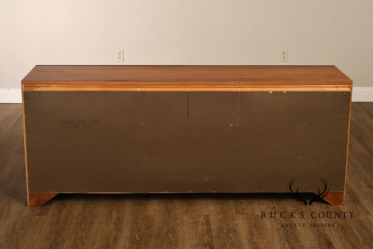 Bassett Campaign Style Walnut Triple Dresser