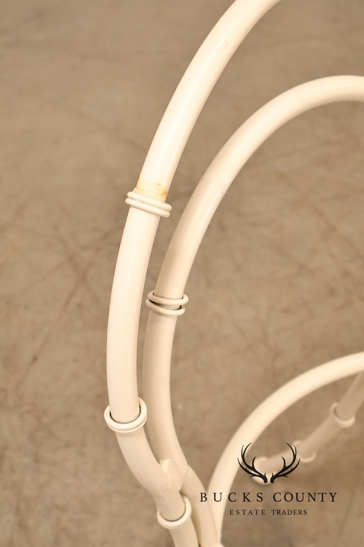 Vintage White Painted Wrought Iron Outdoor Chair Frame