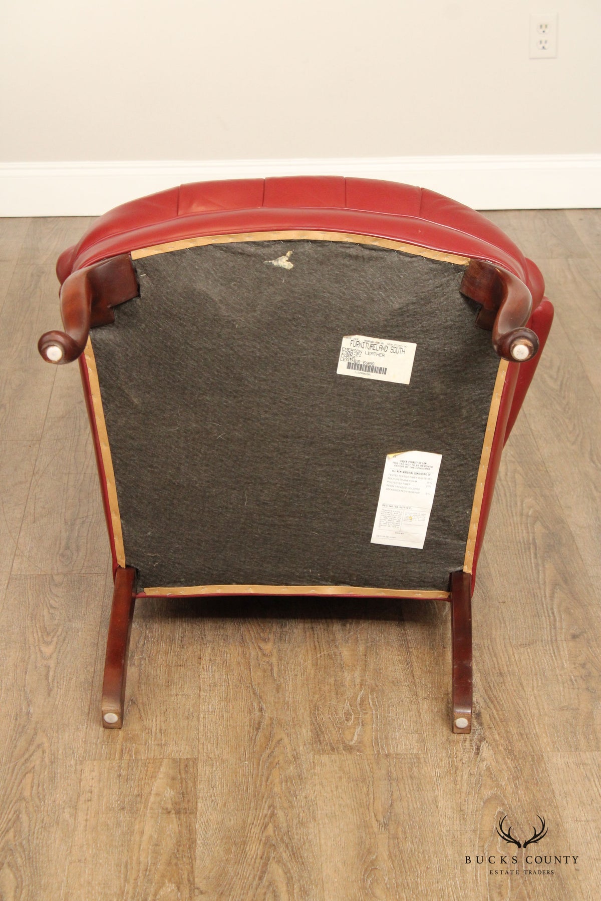 Queen Anne Style Tufted Leather Wing Chair