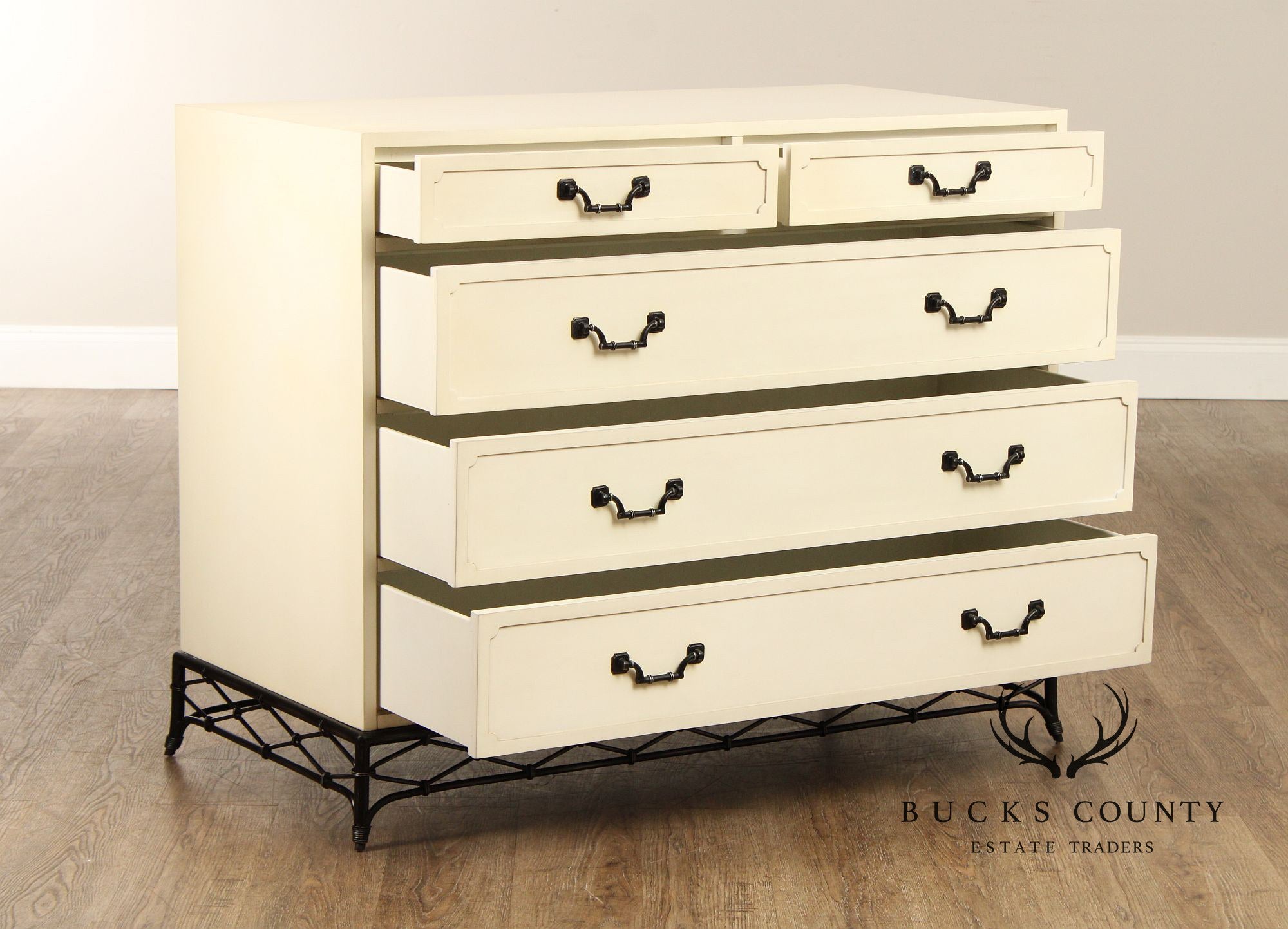 Alden Parkes Designs 'Bamboo' White Lacquer Chest of Drawers