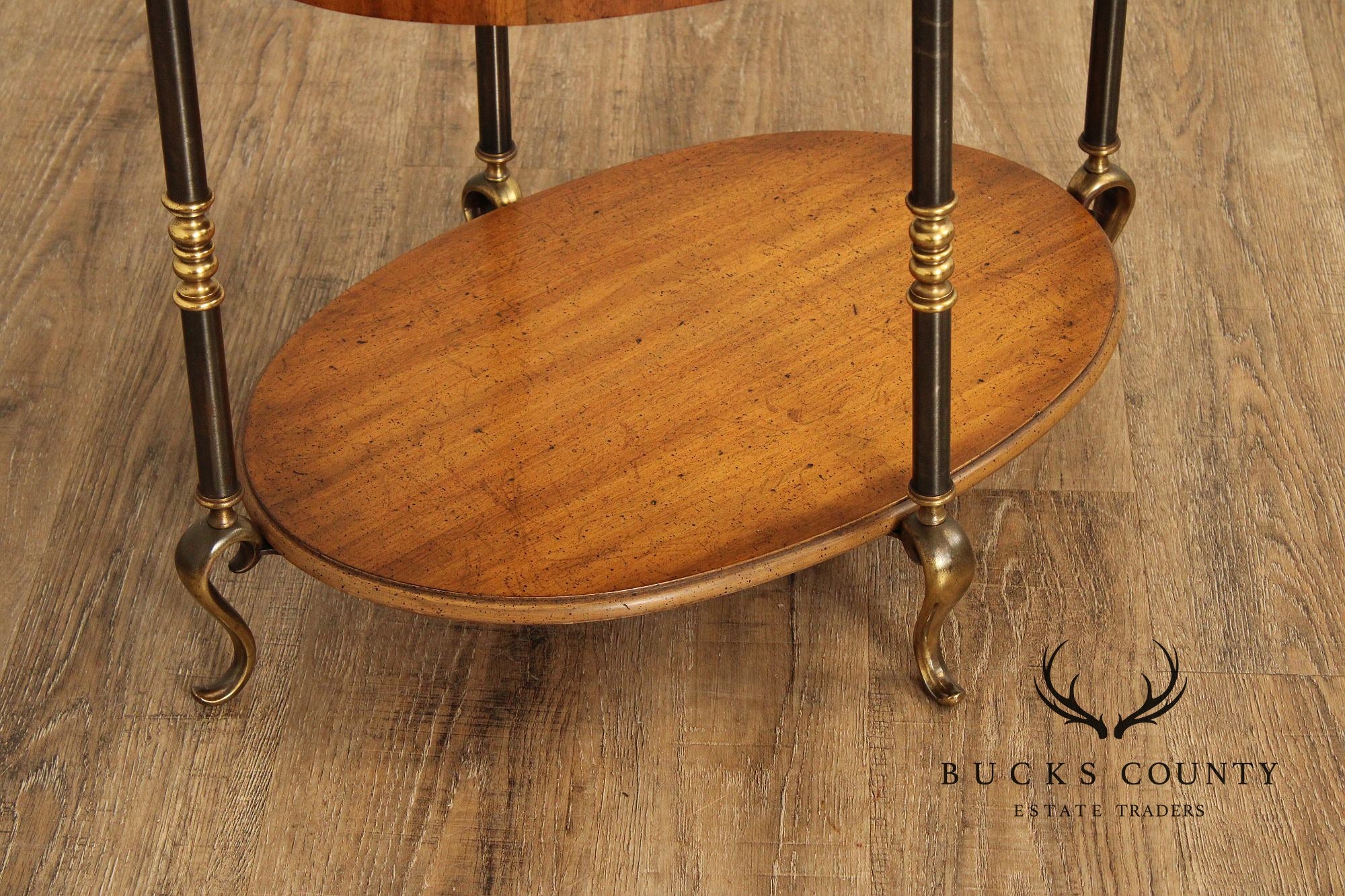 French Empire Style Two-Tier Burlwood Side Table
