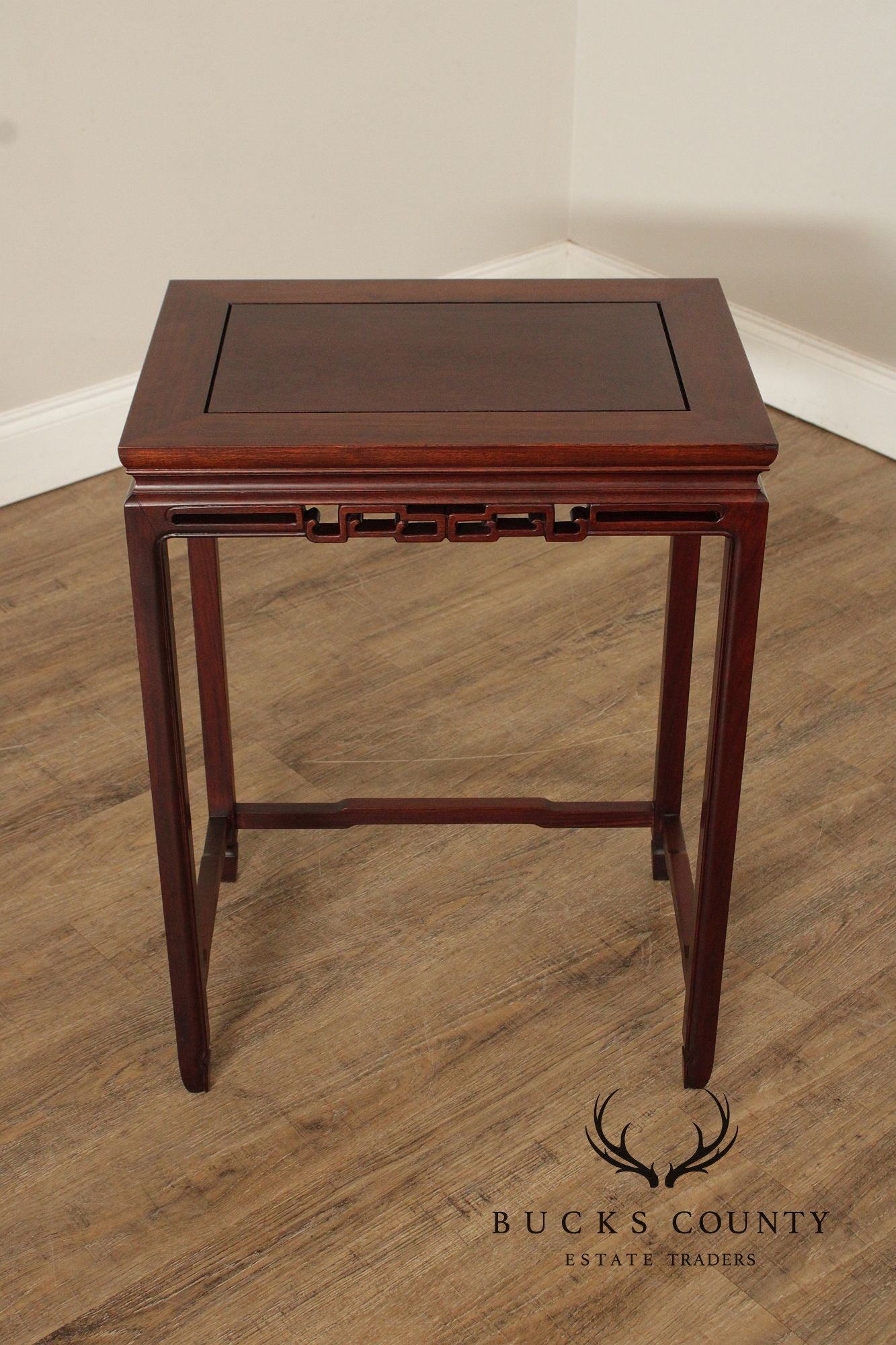 Chinese Vintage Set of Four Carved Rosewood Nesting Tables