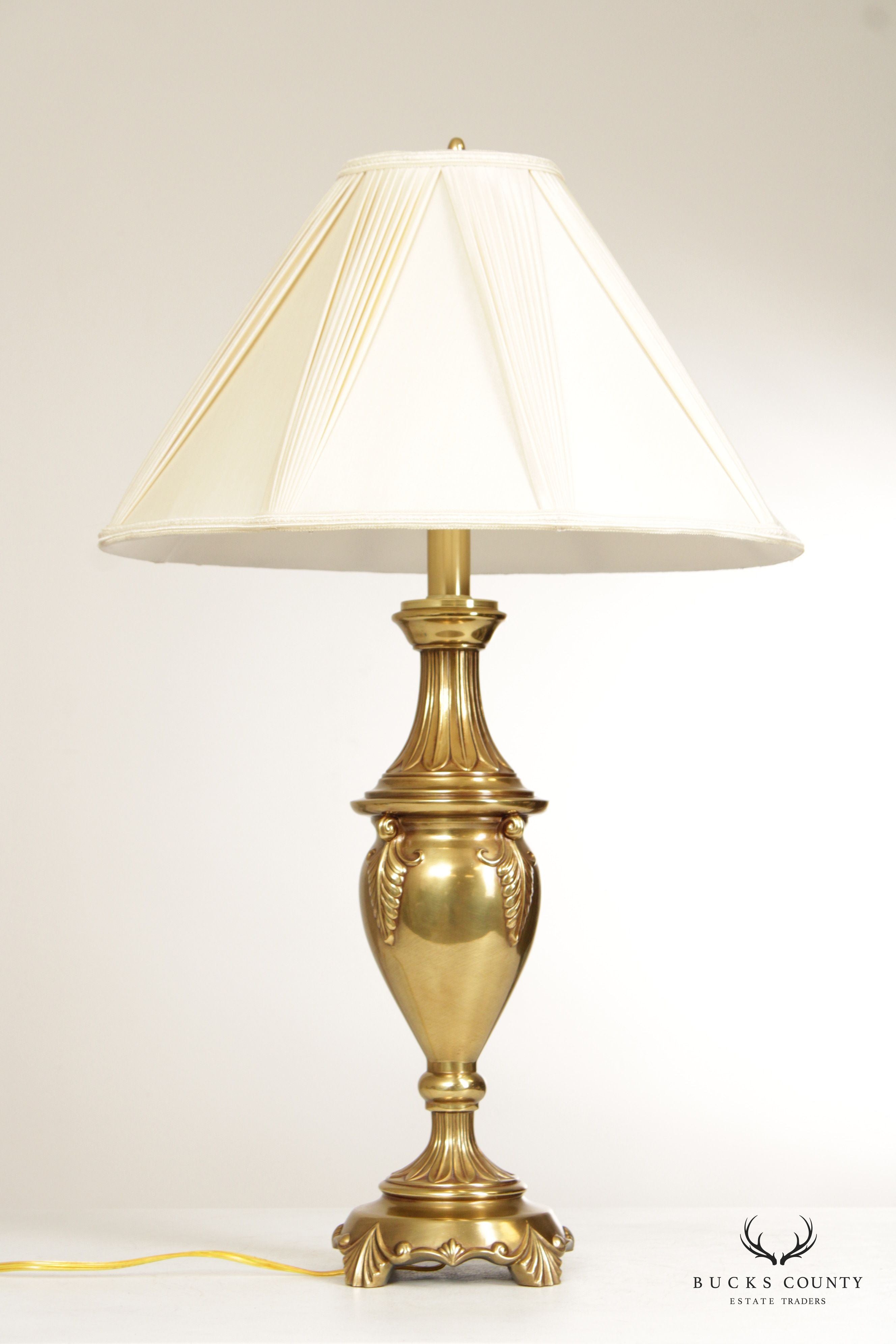 Pair of Traditional Polished Brass Urn Style Lamps