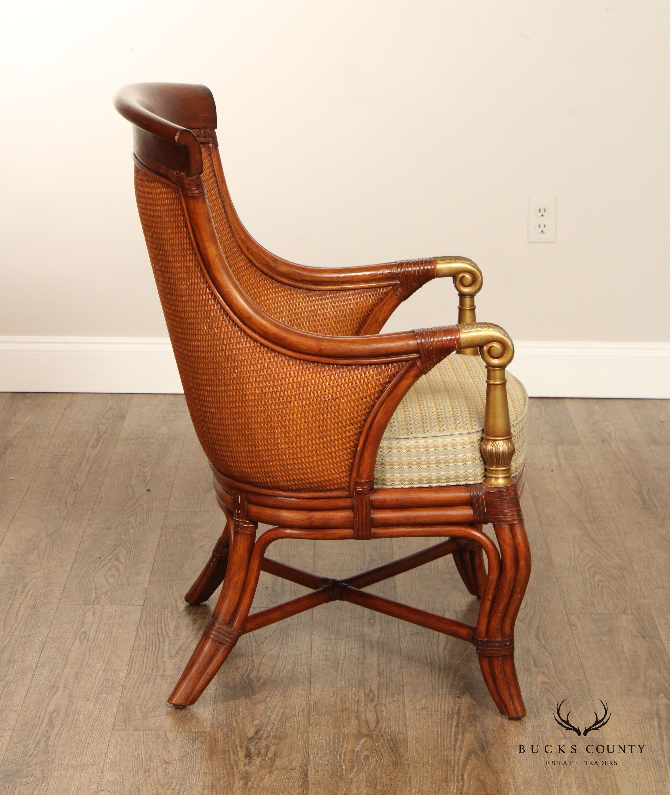 Ethan Allen British Colonial Style Rattan 'Bermuda' Armchair