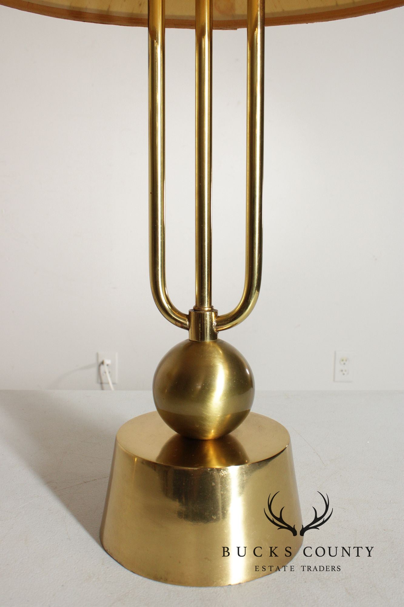 Mid Century Modern Pair of Brass Table Lamps