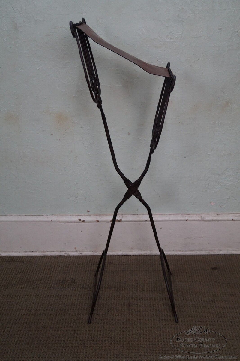 High Quality Hand Wrought Iron & Leather Lyre Music Stand
