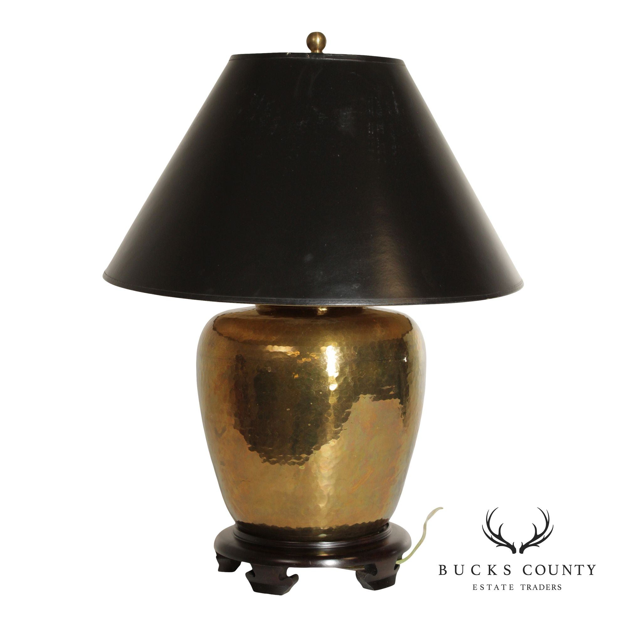 Hollywood Regency Style Hammered Brass Table Lamp