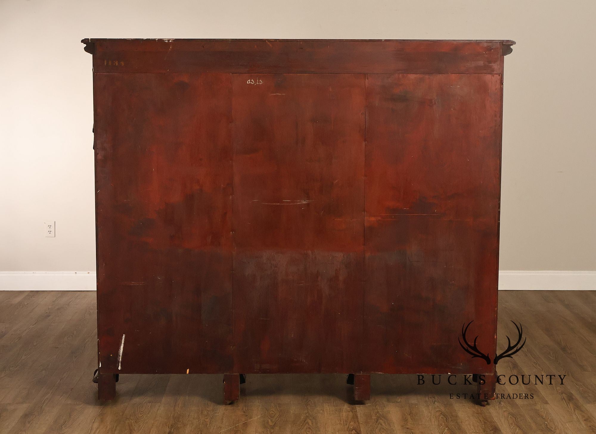 Antique R.J. Horner Lion Carved Mahogany Three-Door Bookcase