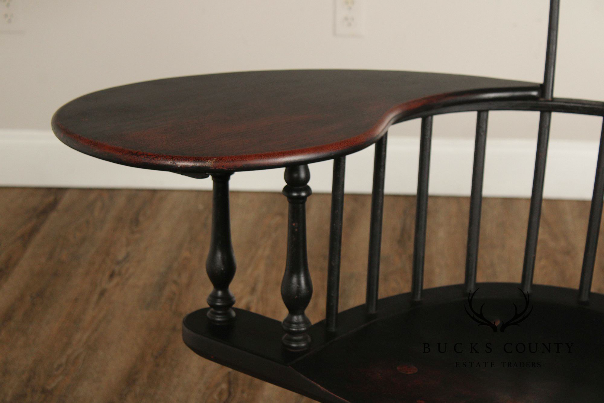 Quality Antique Reproduction Black Painted Writing Arm Windsor Chair