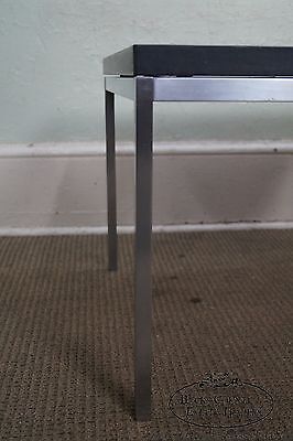 Mid Century Modern Square Chrome Slate Top Side Table