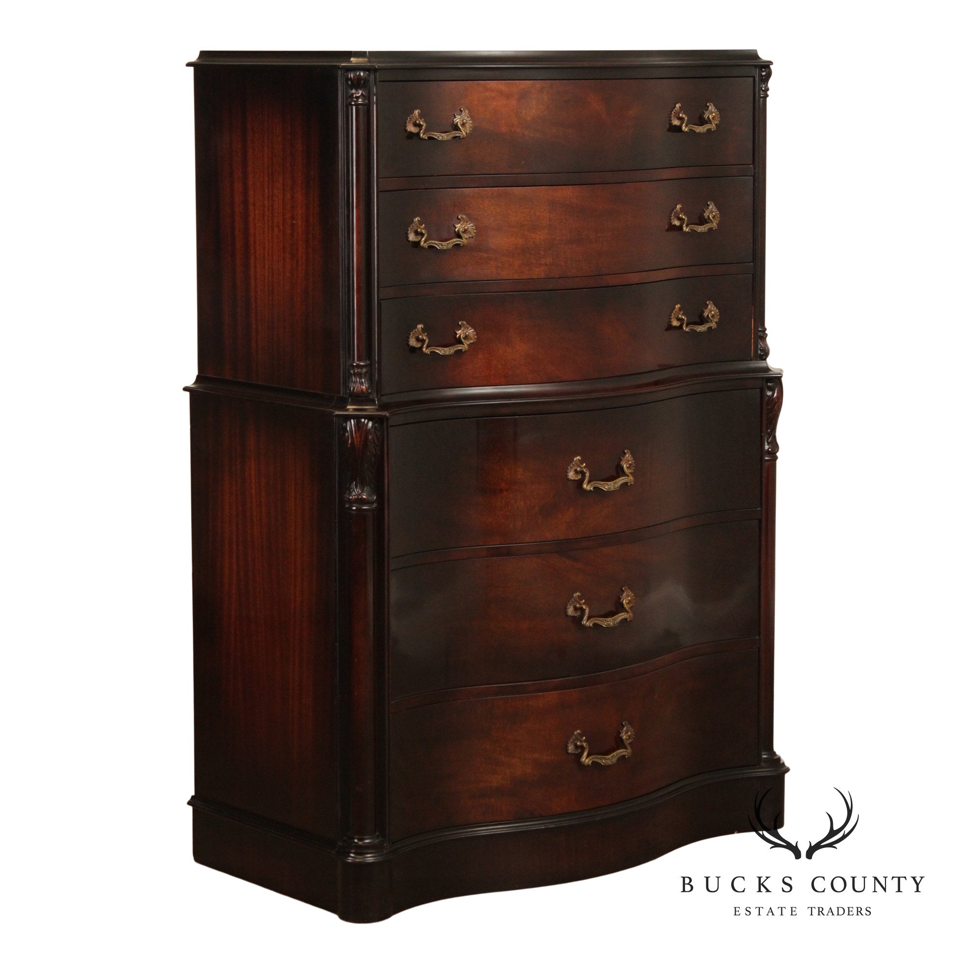 Vintage 1940s Mahogany Tall Chest