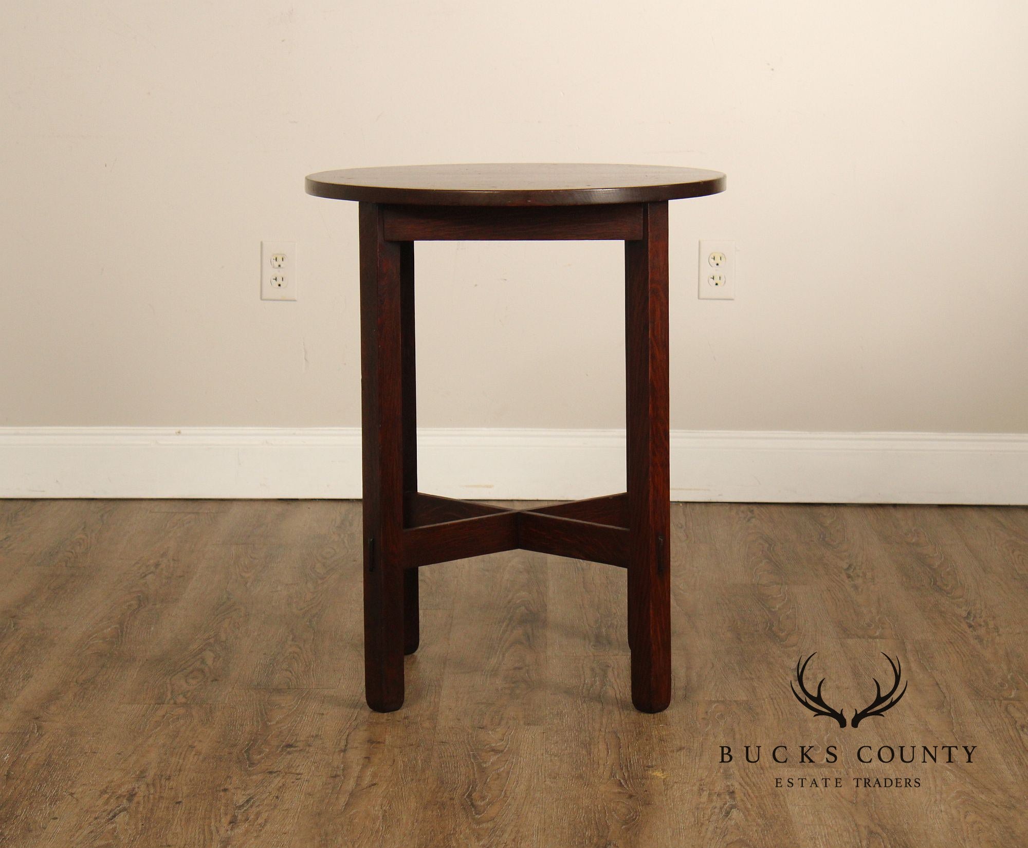 Antique Stickley Brothers Mission Oak 24 Inch Lamp Table