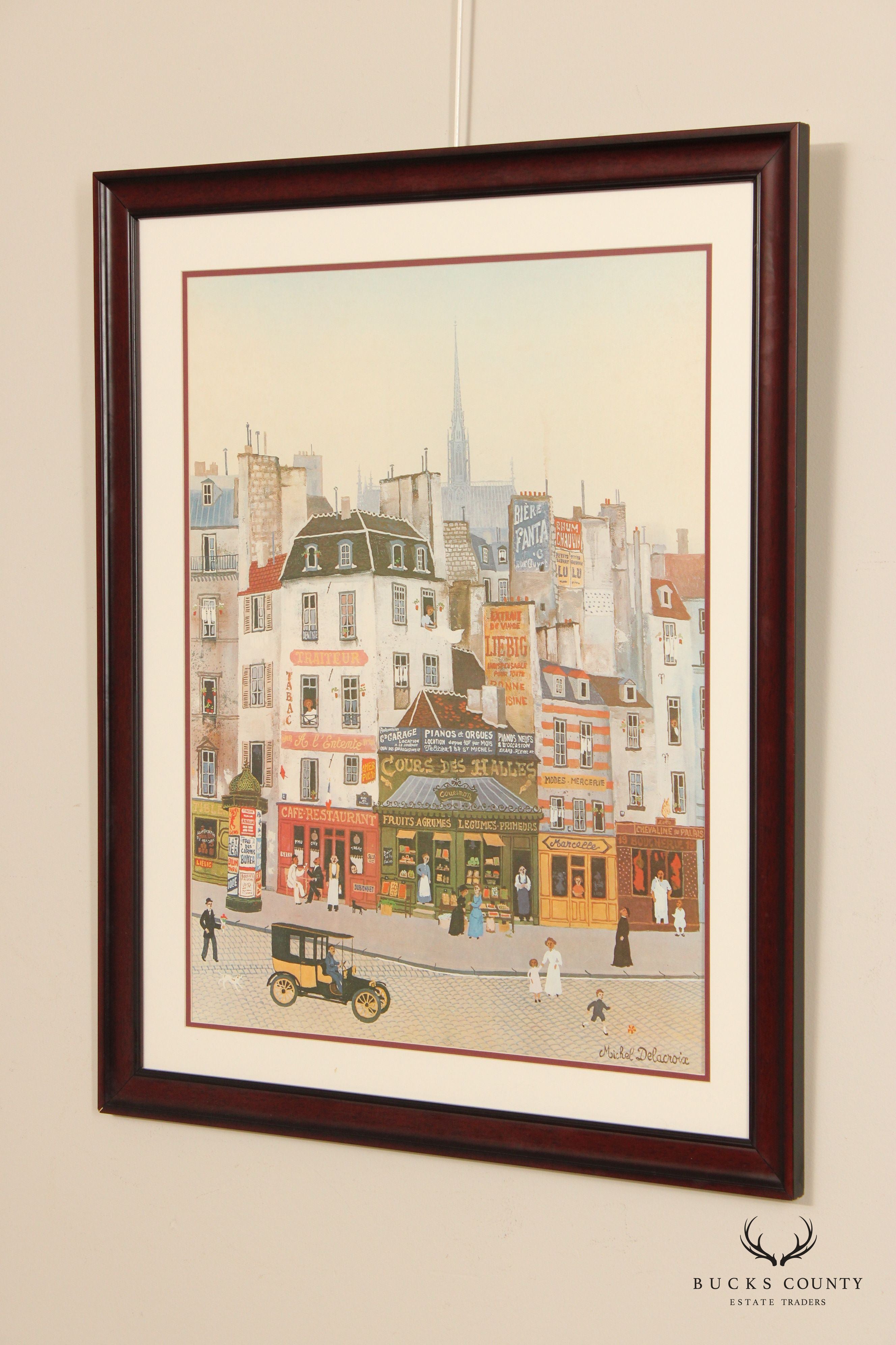 Michel Delacroix 'Les Halles' Framed Colored Lithograph