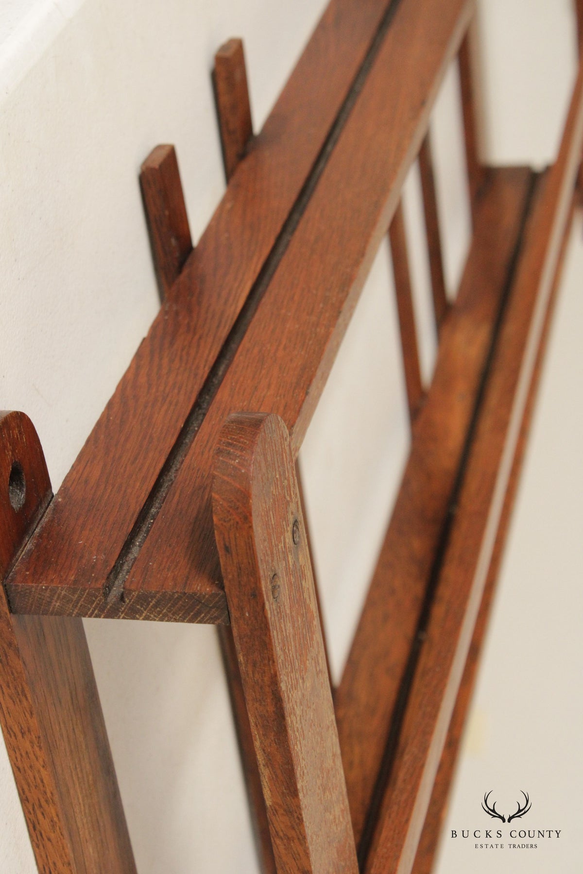 Arts And Crafts Oak Wall-Mounted Plate or Display Rack