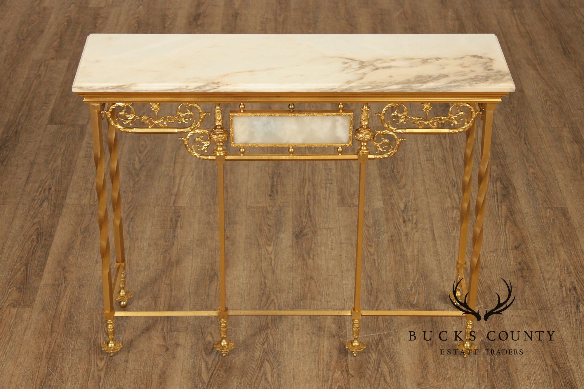 Italian Marble Top Gilt Bronze Console Table
