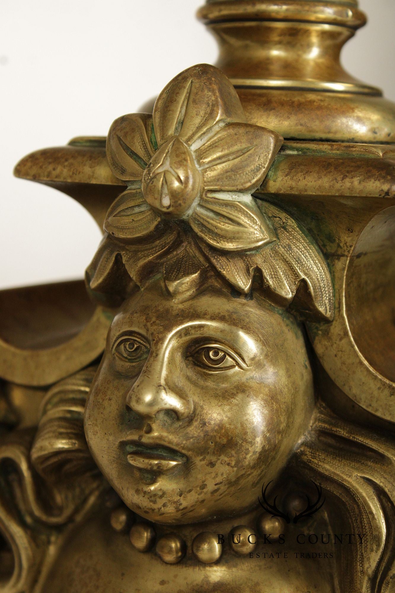 French Louis XIV Style Pair of Brass Figural 'Marmouset' Andirons