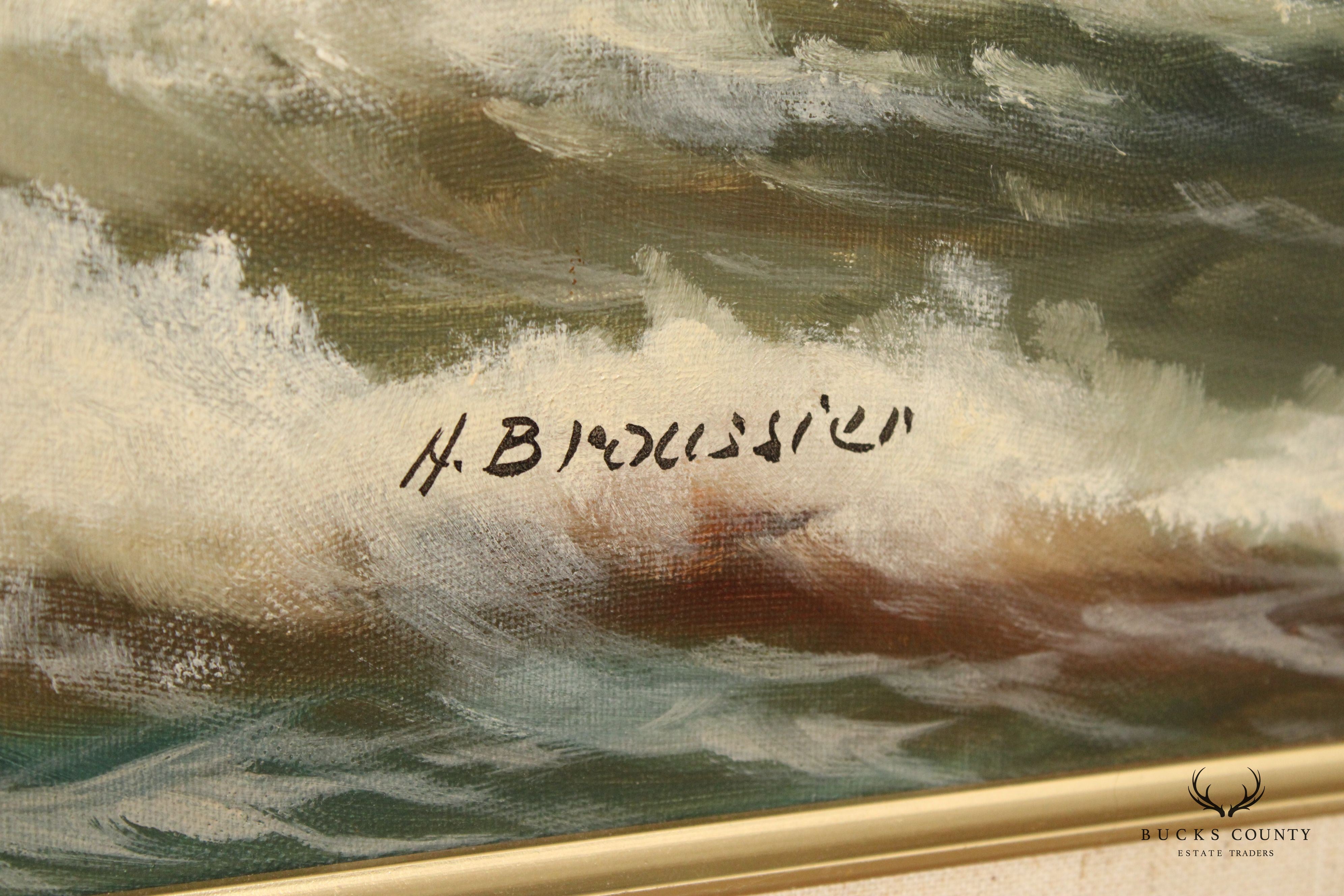 H. Broussier Signed Seascape Oil Painting