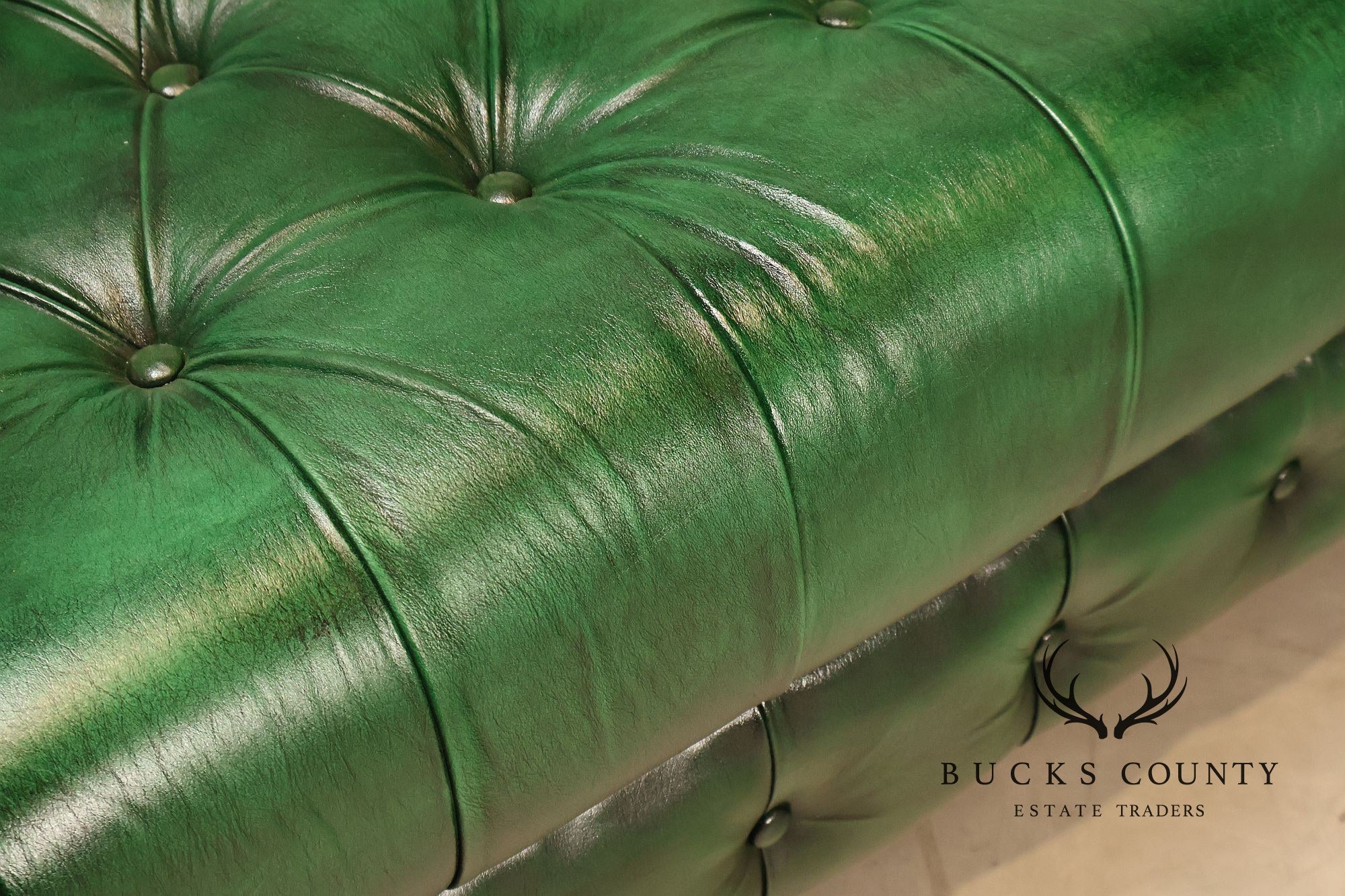 Chesterfield Style Green Leather Sofa