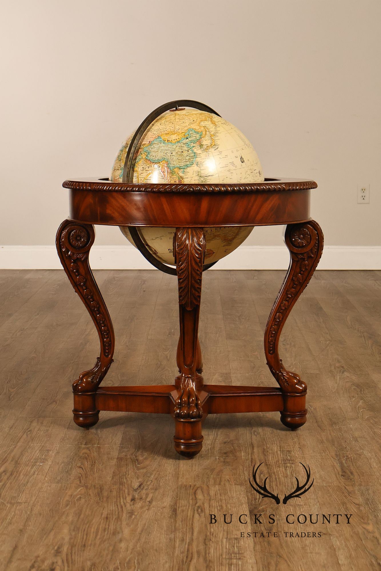 Maitland-Smith Mahogany Replogle World Globe Accent Table
