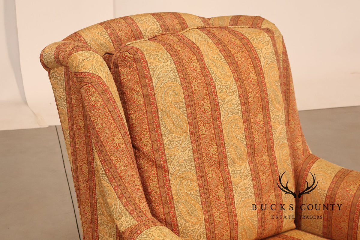 Hickory Chair Chippendale Style Custom Upholstered Wing backArmchair
