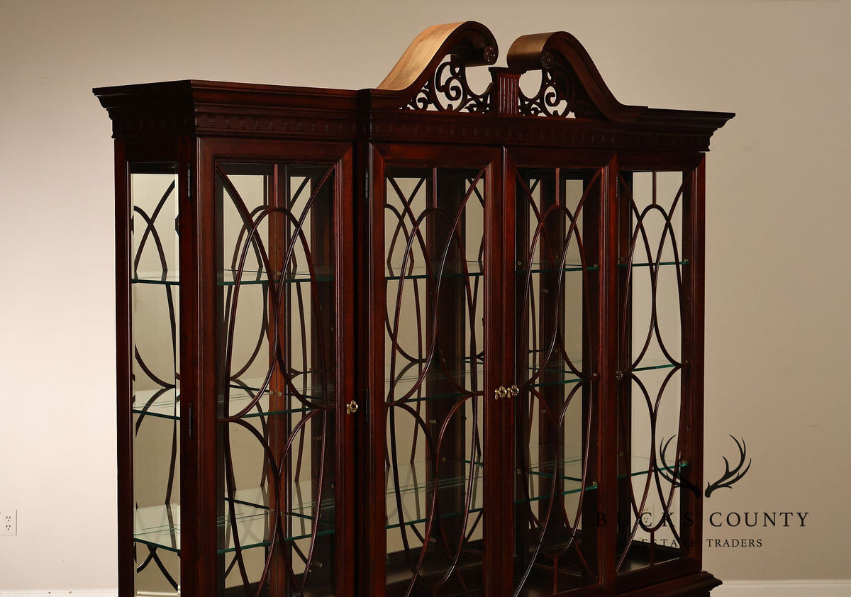 Thomasville Georgian Style Large Mahogany China Display Breakfront