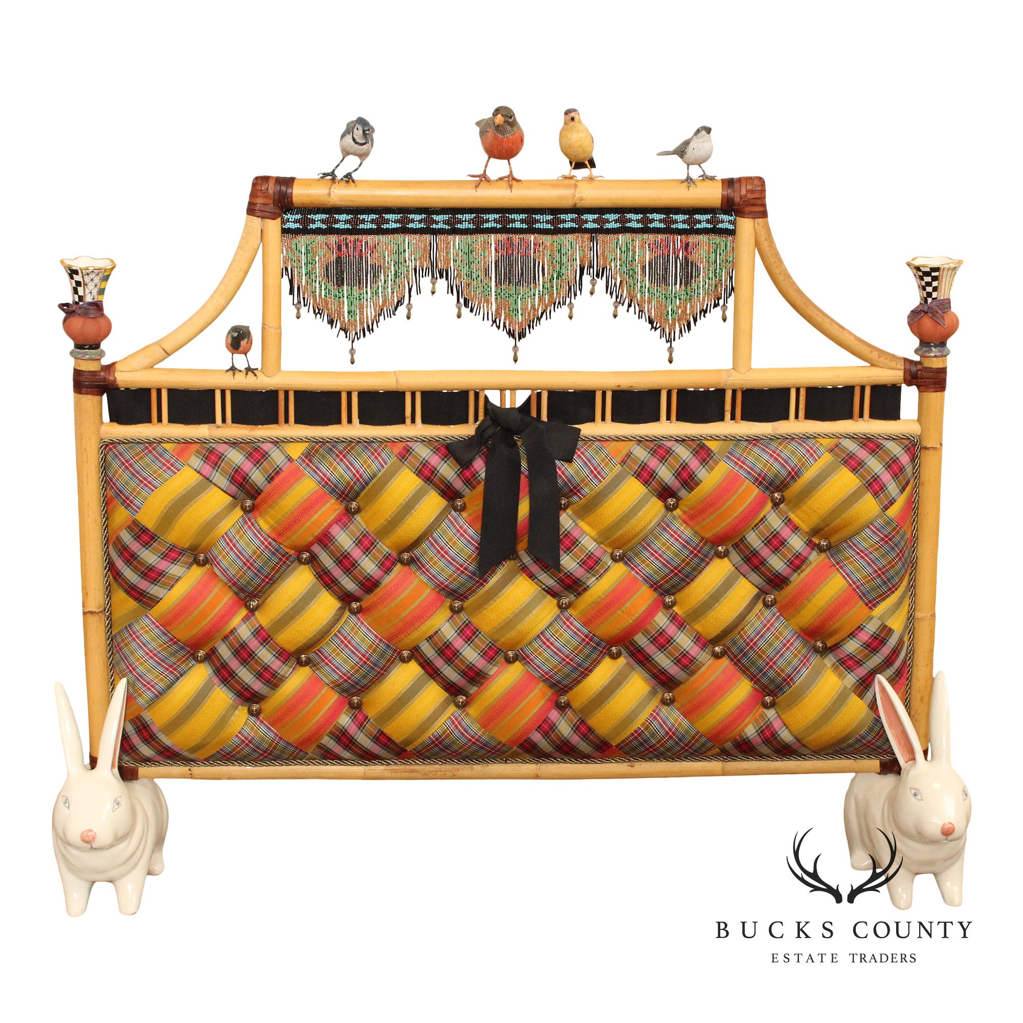 Mackenzie Childs Whimsical Bamboo Fire Screen