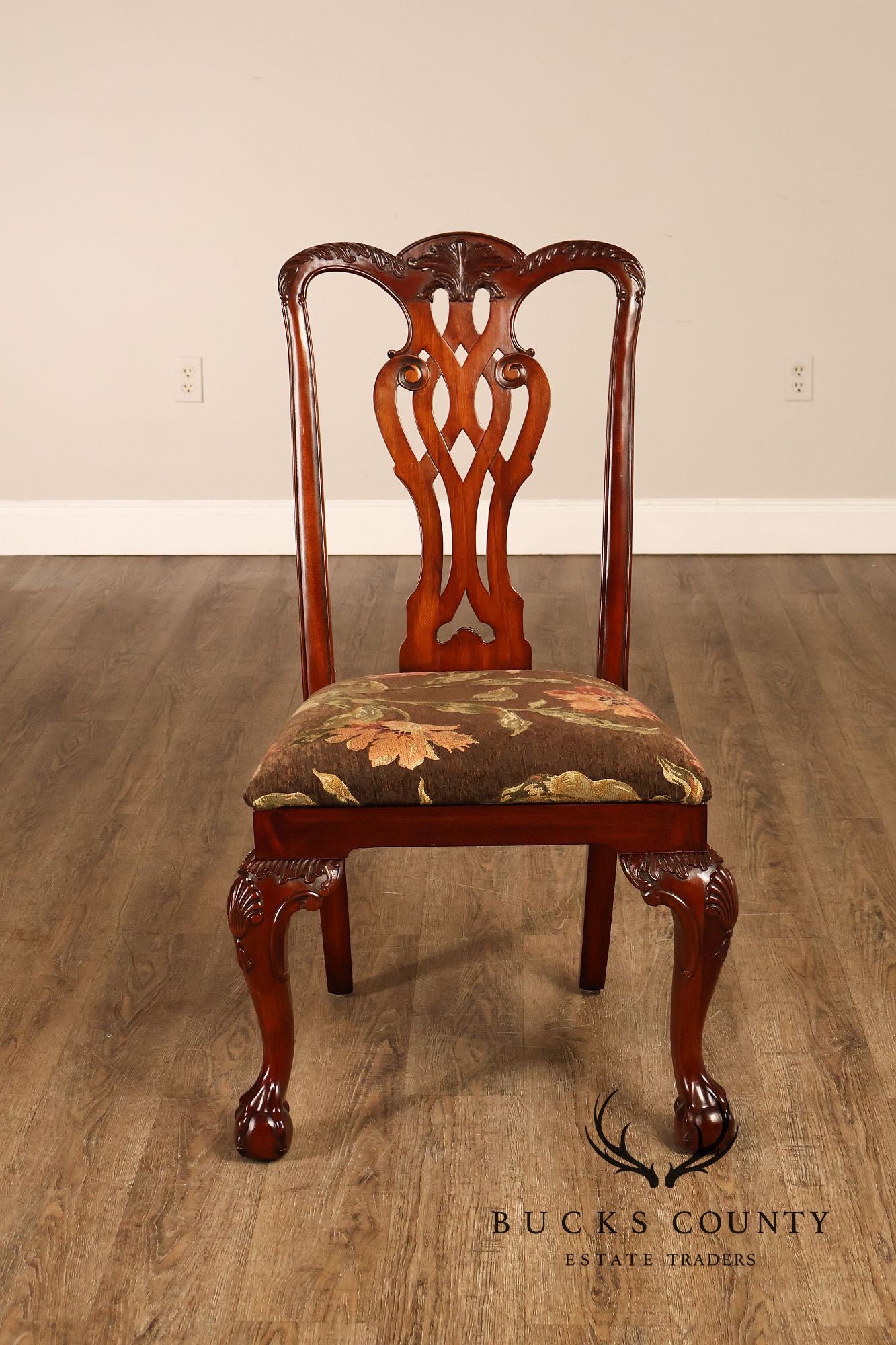 Maitland Smith Chippendale Style Set of Eight Mahogany Dining Chairs