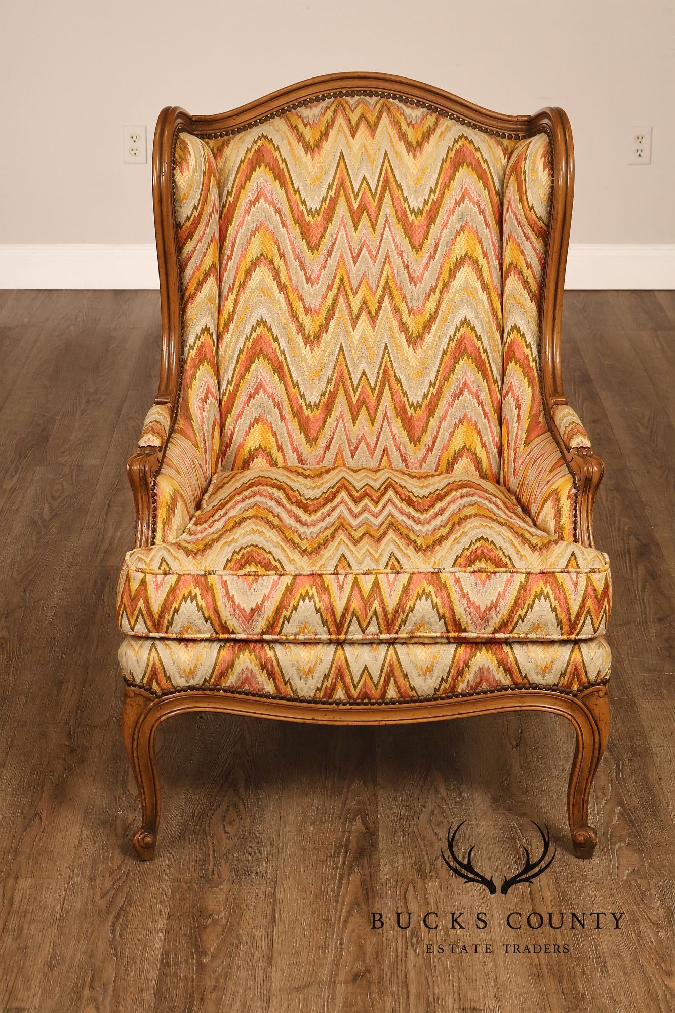 Baker Furniture Louis XV Style Wing Back Bergère Chair And Ottoman