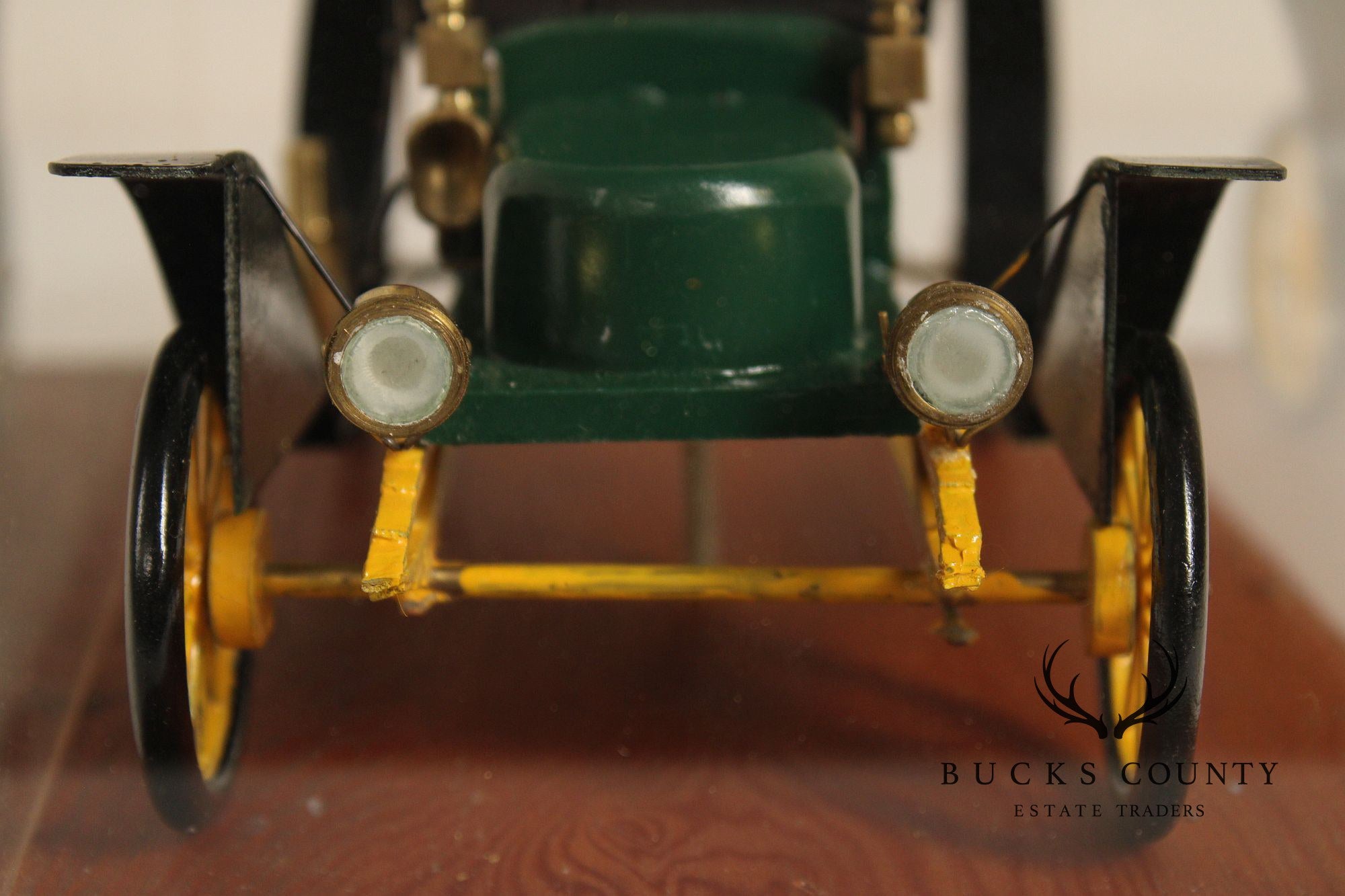 Philip Jacoby Carved Wood Stanley Steamer Automobile in Display Case