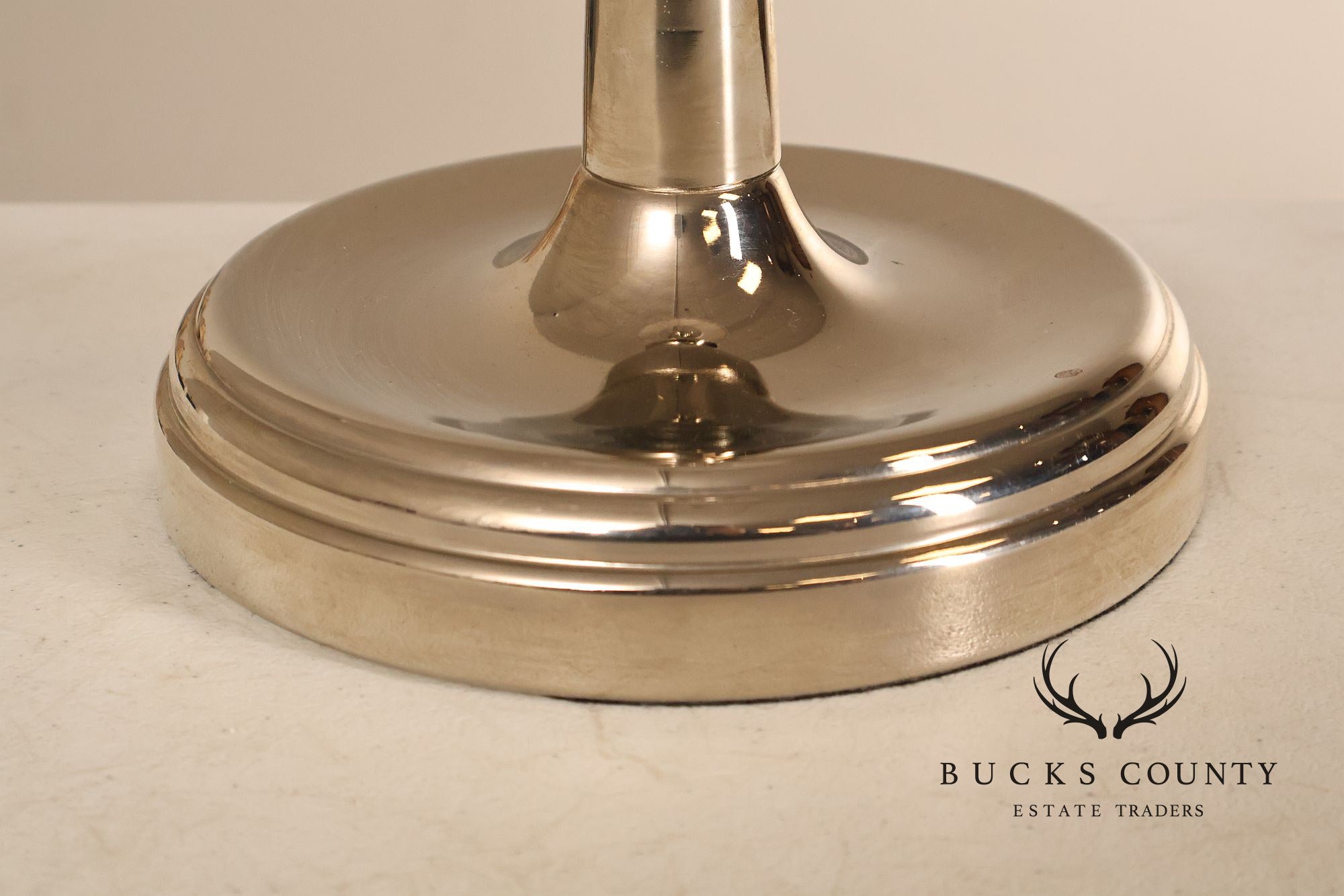 Ralph Lauren Pair of Chrome Candlestick Table Lamps