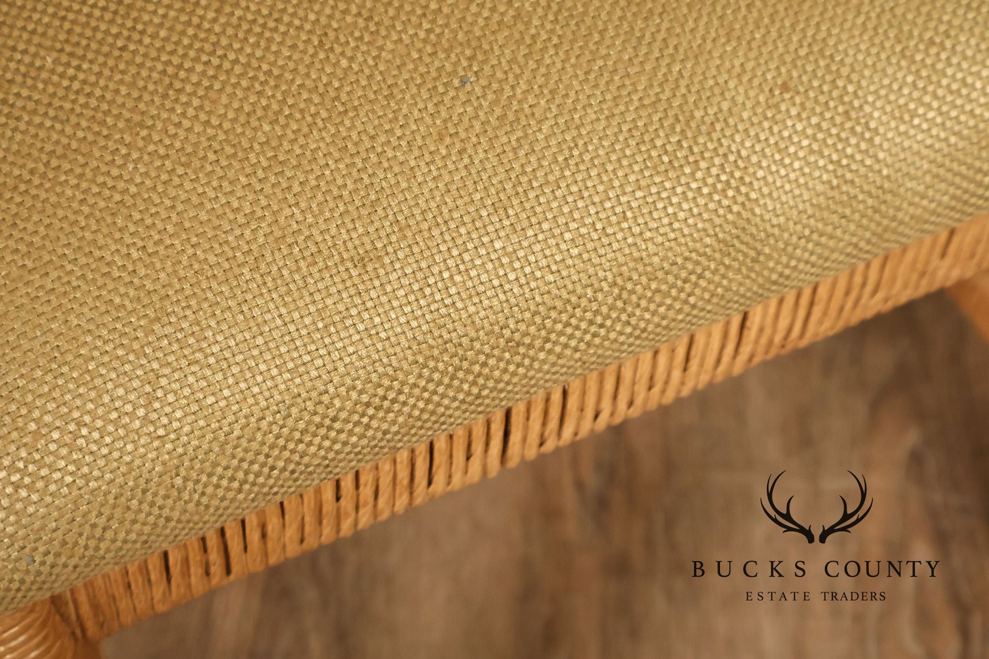 Vintage Wicker Set Of Six Dining Chairs With Upholstered Seats