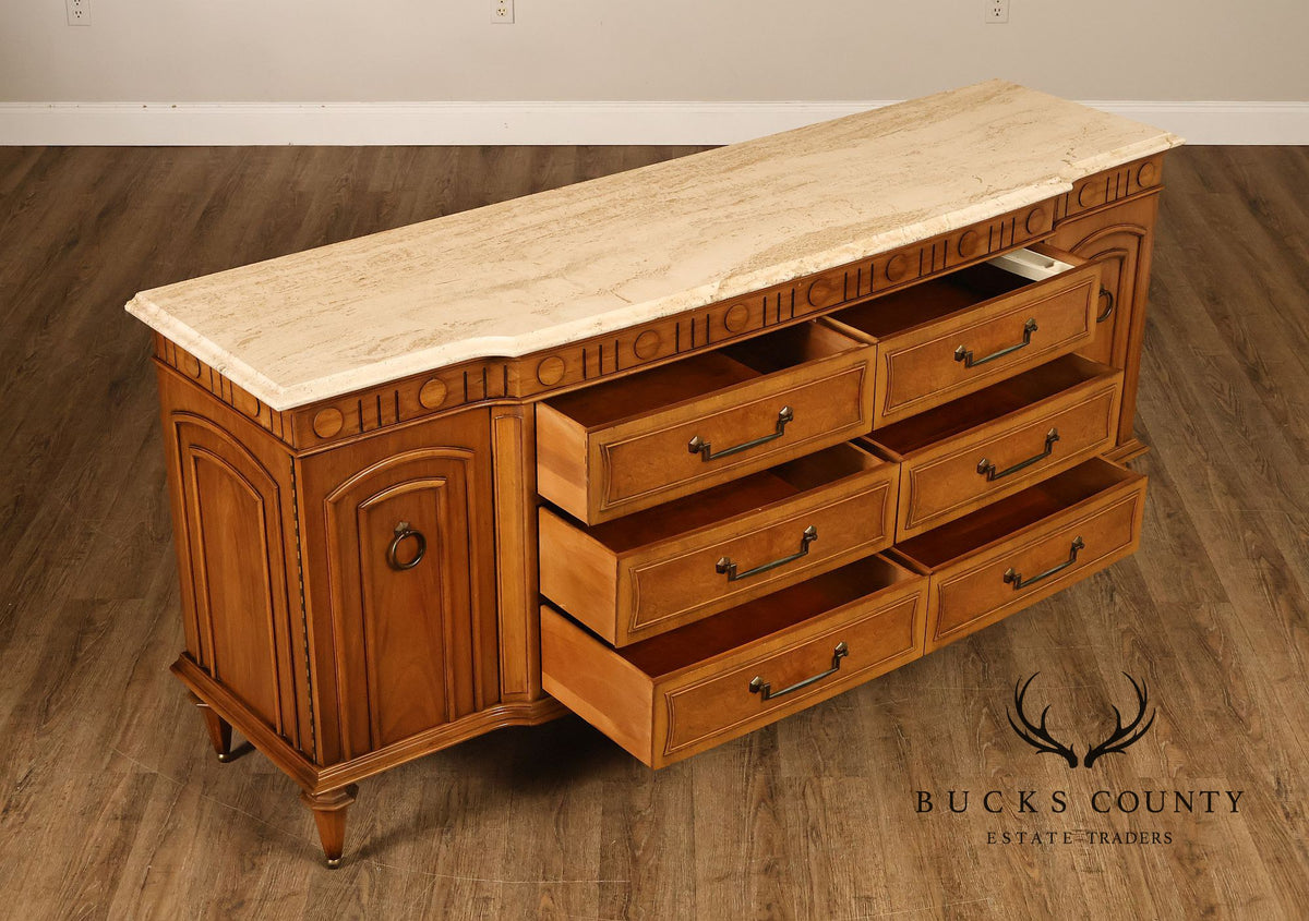 Italian Neoclassical Style Travertine Top Chest of Drawers