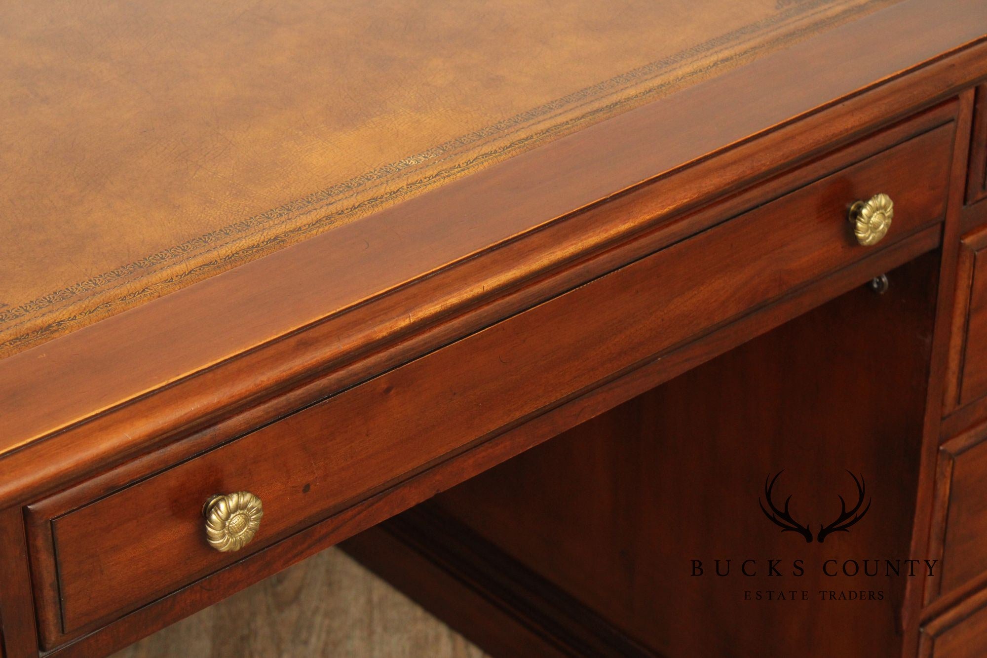 Sligh 'The Ellis Line' Mahogany Leather Top Executive Desk