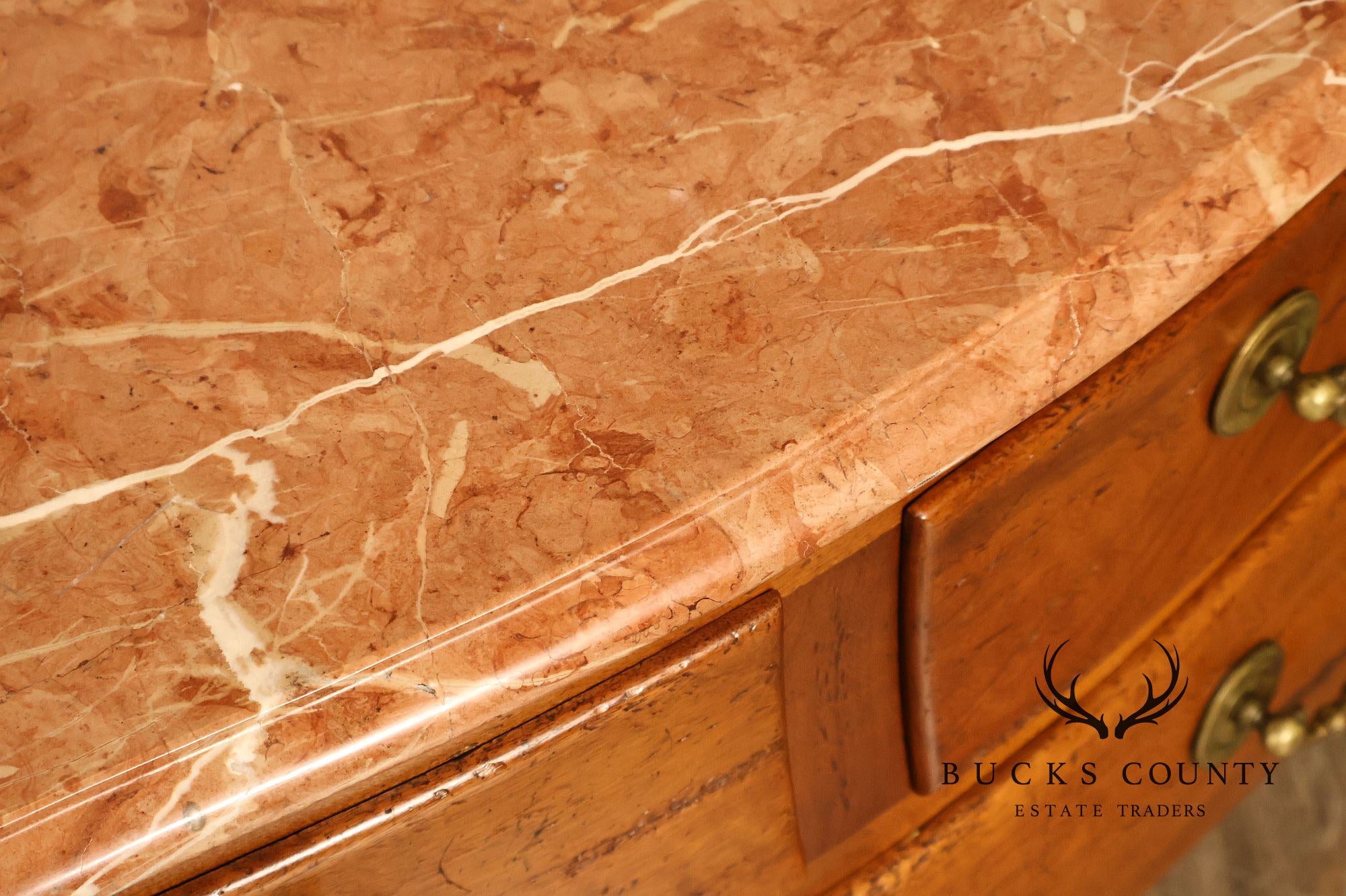 Don Ruseau French Louis XV Style Walnut Marble Top Commode