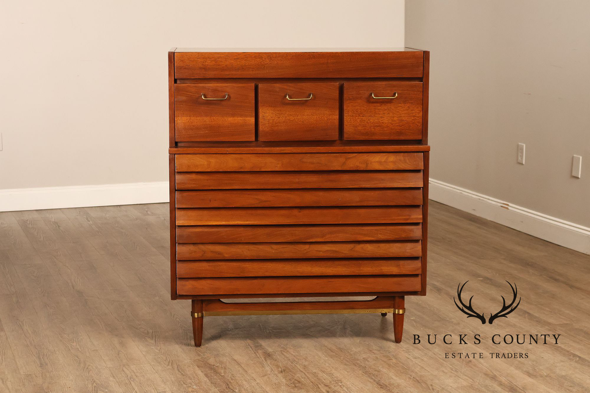 American Of Martinsville Mid Century Modern Walnut High Chest