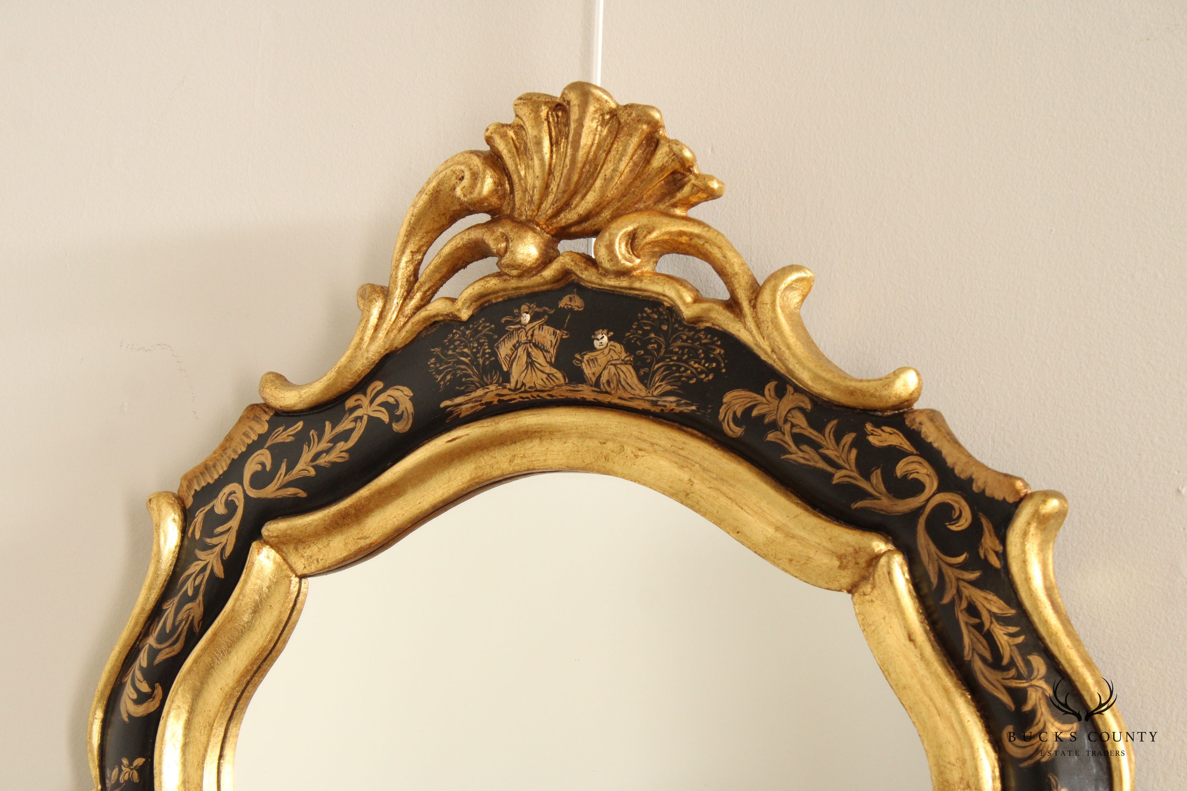 Italian Partial Gilt Chinoiserie Wall Mirror