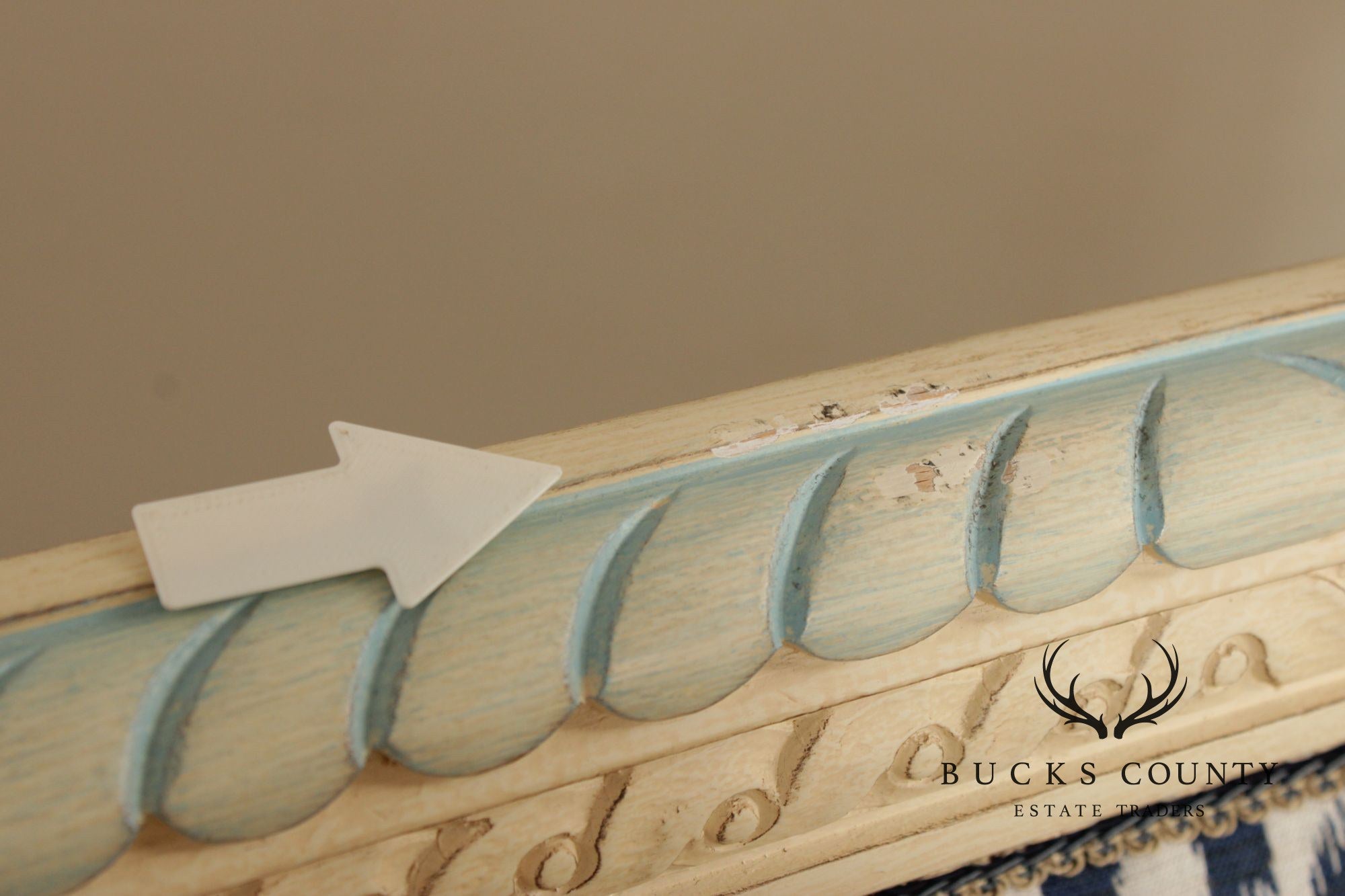 French Louis XVI Style Painted And Upholstered Queen Bed