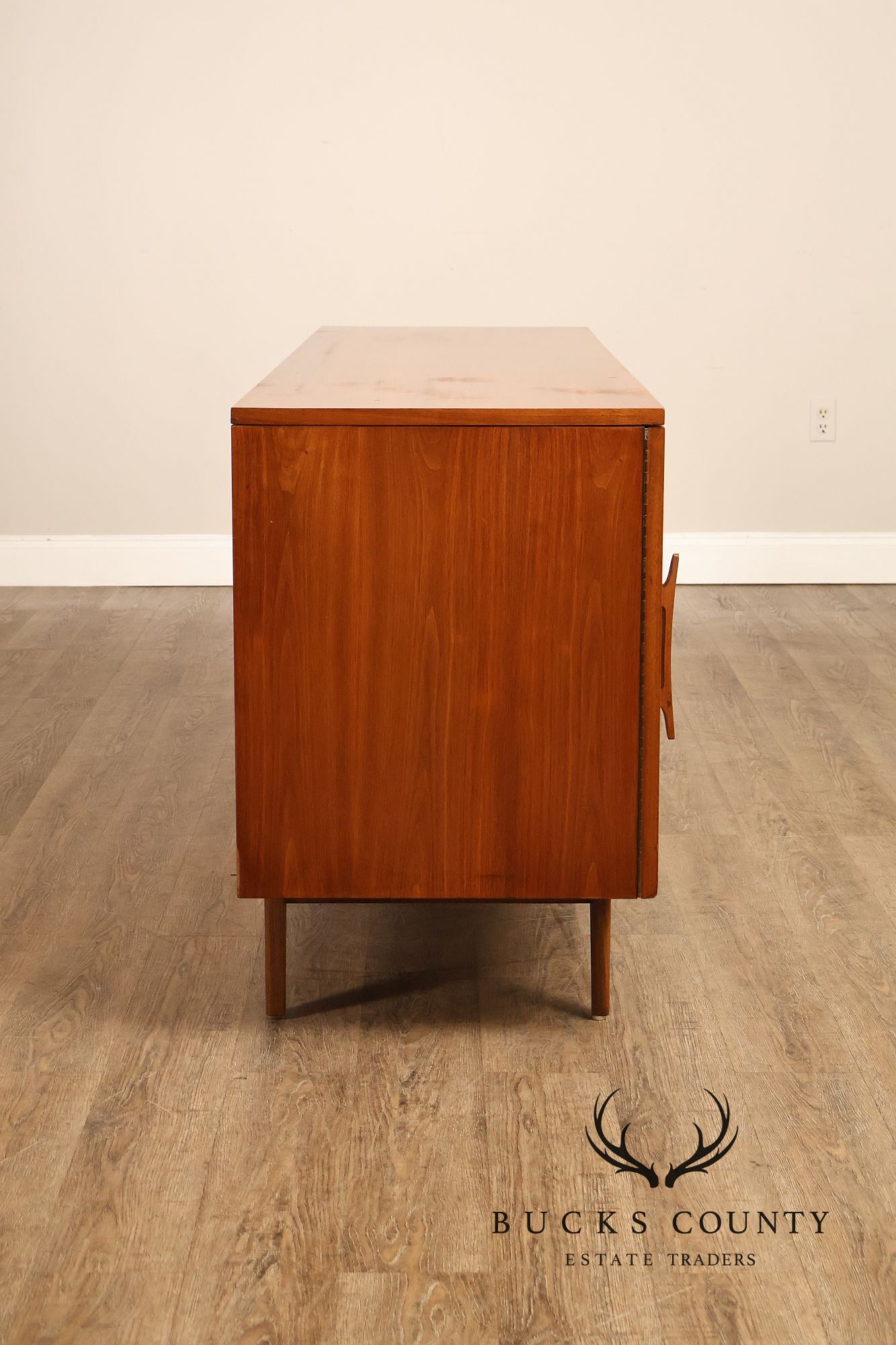 Mid Century Modern Sculpted Walnut Long Dresser