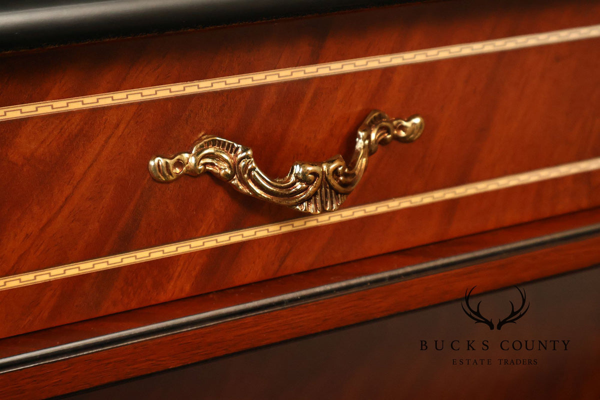 Neoclassical Empire Style Greek Key Mahogany Telephone Stand Cabinet