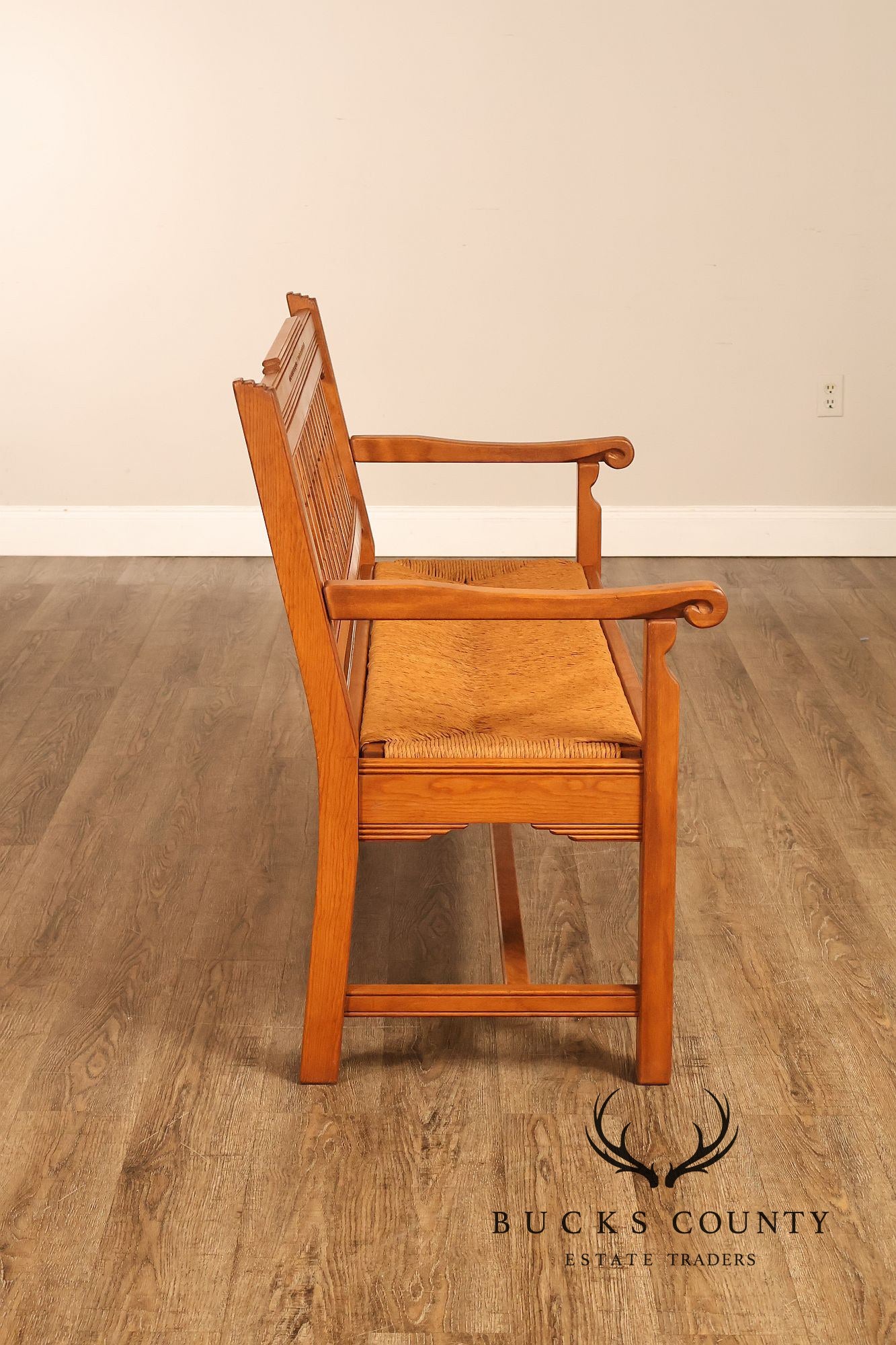 Vintage Southwestern Style Rush Seat Bench
