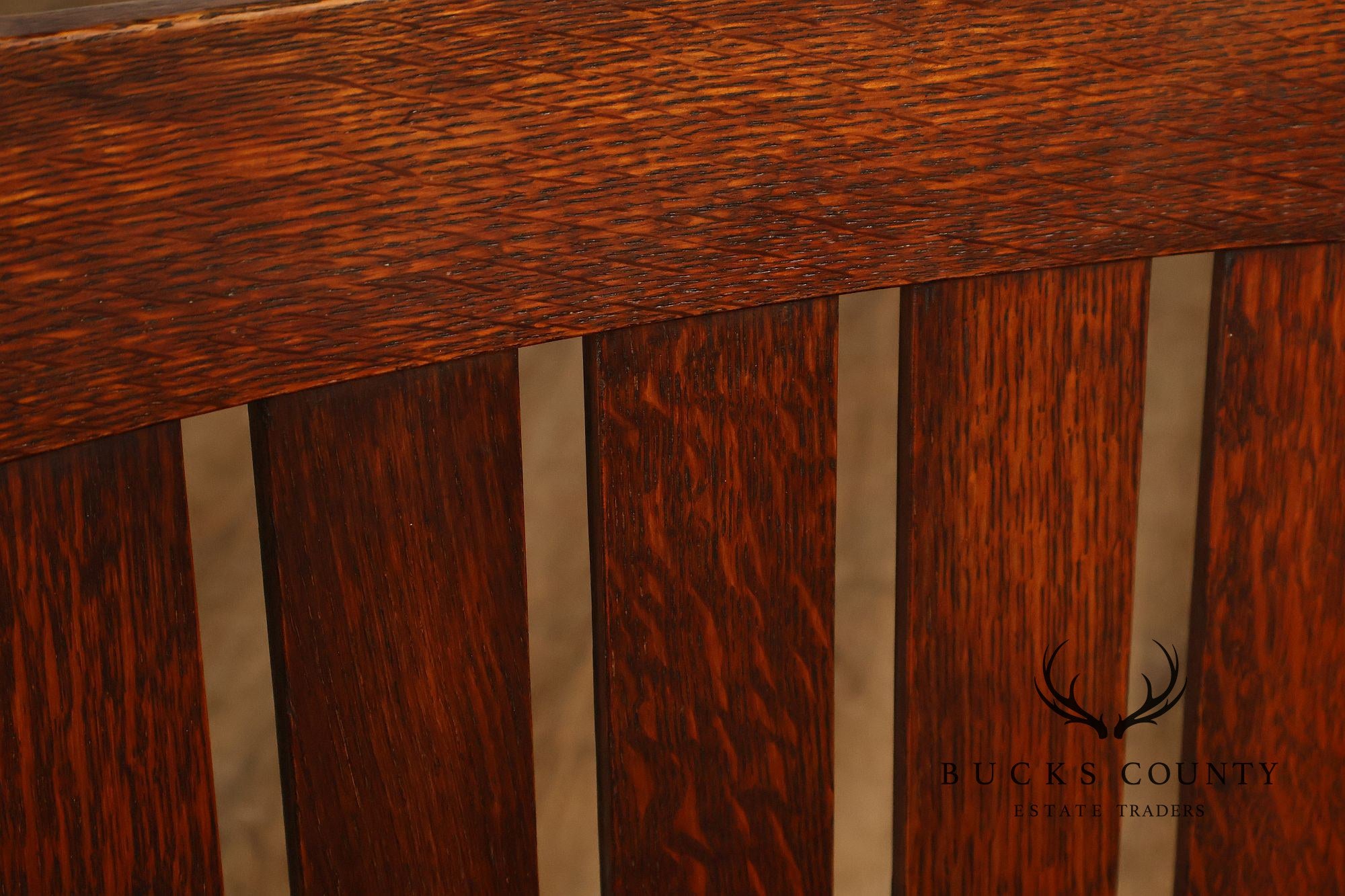 L&JG Stickley Antique Set Of Six U-Back Oak Dining Chairs Model #820