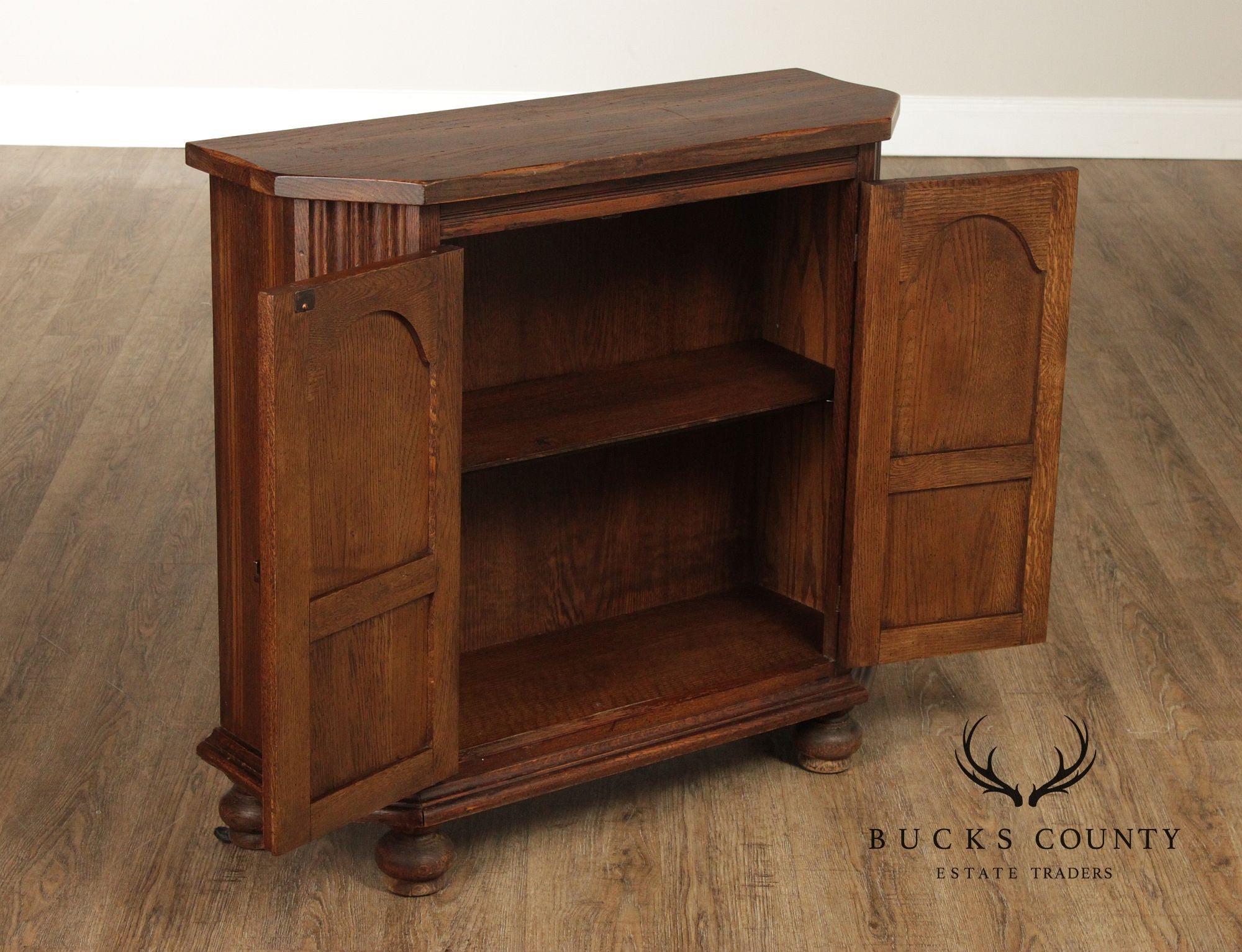 Rustic European Style Oak Console Cabinet