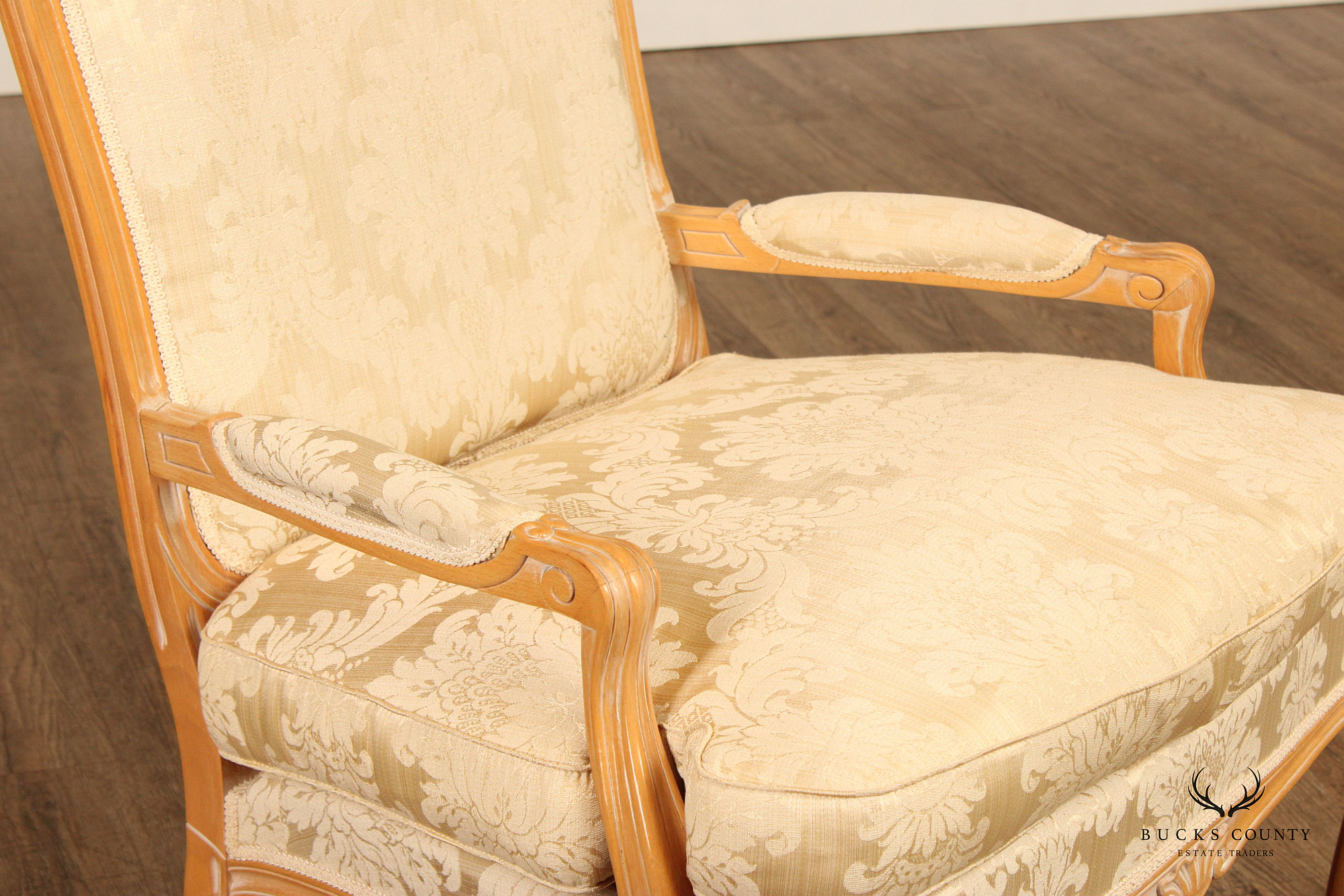 French Louis XV Style Custom Upholstered Fauteuil Armchair