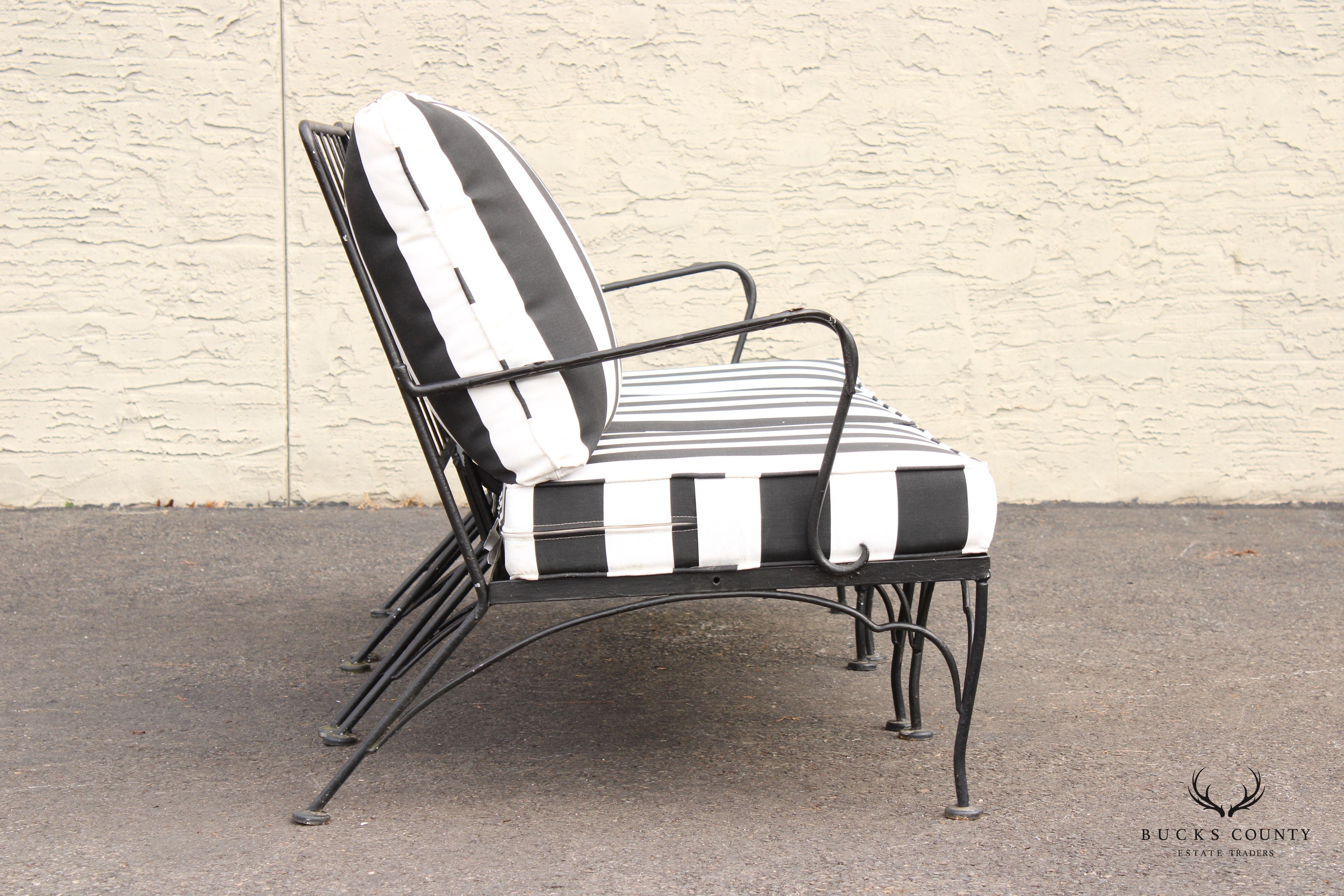 Vintage Wrought Iron Three-Piece Outdoor Garden Sofa