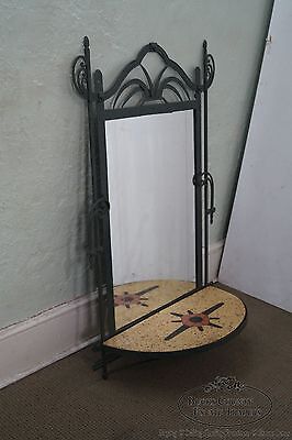 Hand Wrought Iron Southwest Hanging Mirror w/ Demilune Marble Console