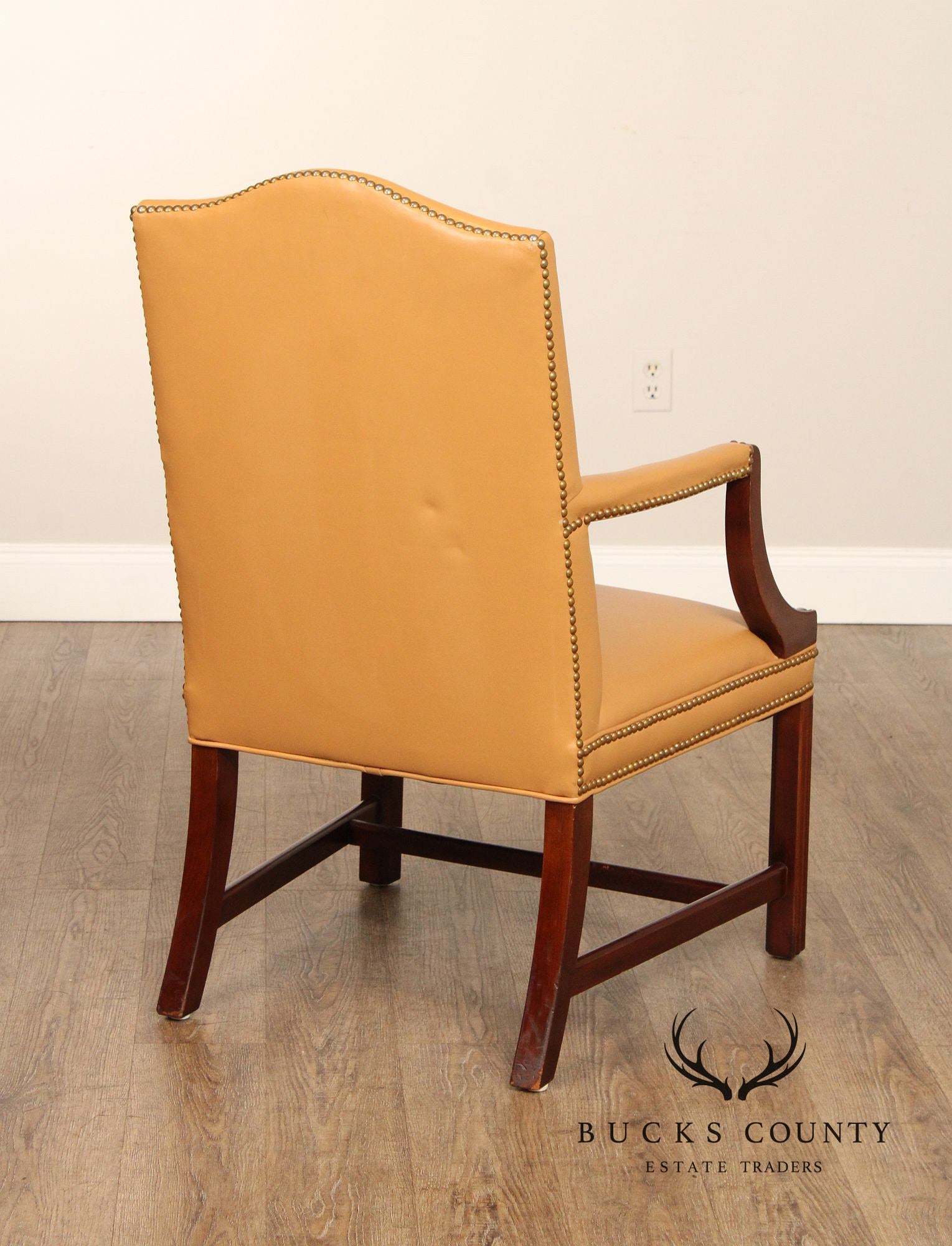 Chippendale Style Leather Martha Washington Armchair