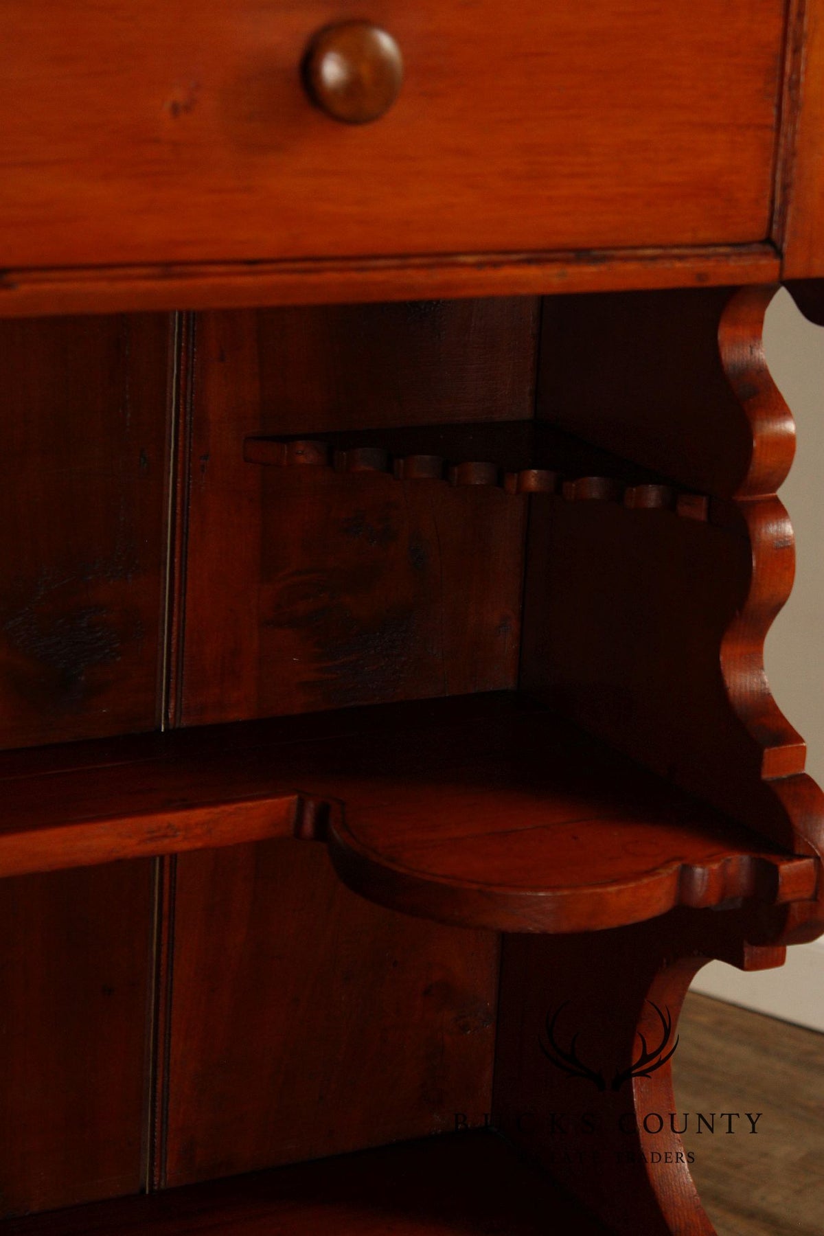 Antique American Country Pine Step-Back Cupboard Hutch