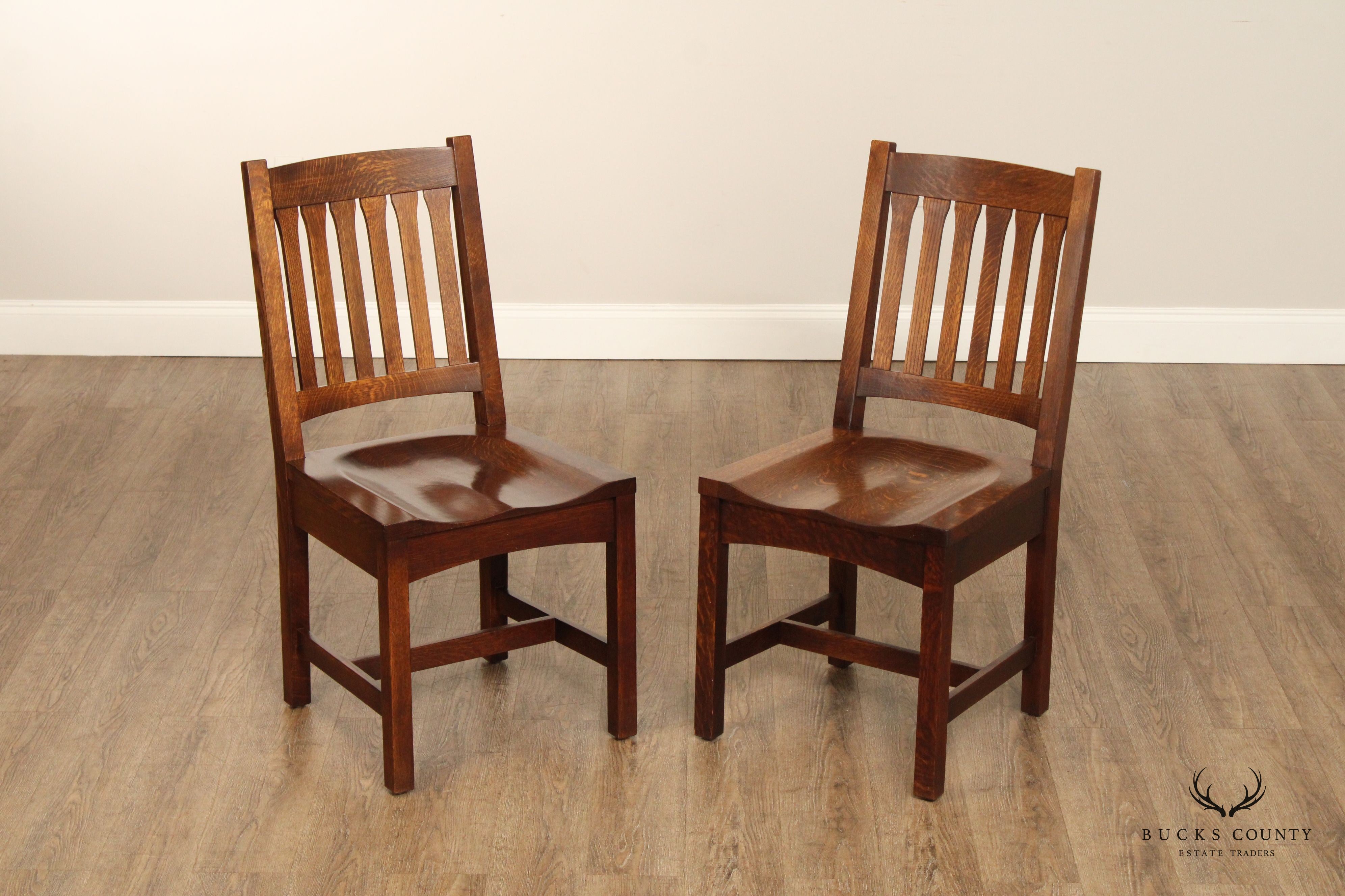 Stickley Mission Collection Pair of Oak Cottage Chairs