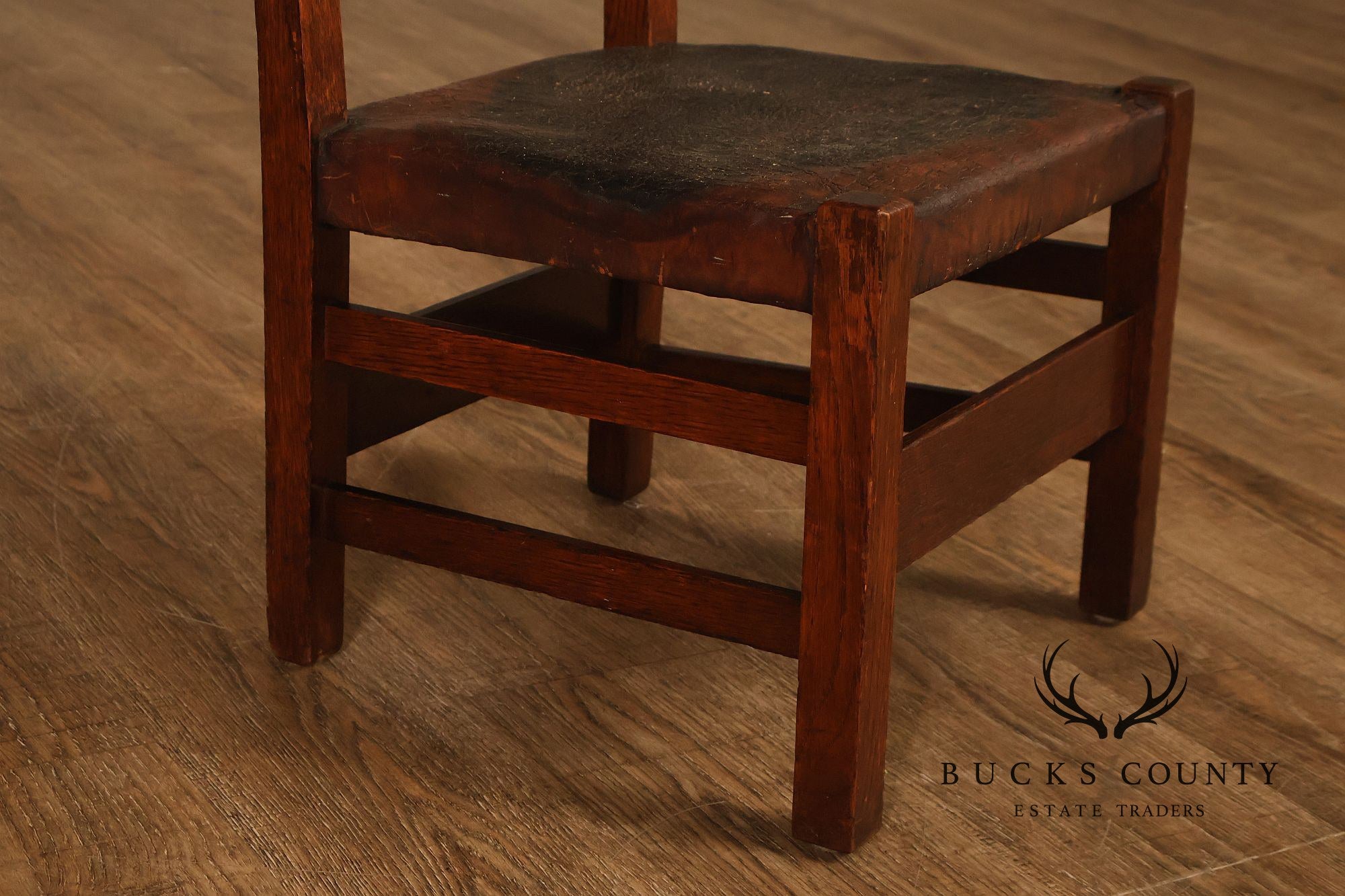 Antique Gustav Stickley Arts And Crafts Oak Child's Chair And Rocker