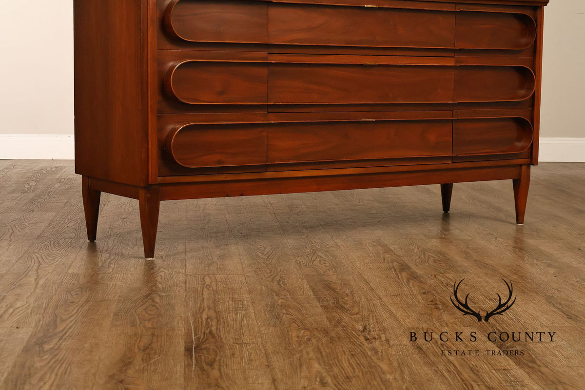 Mid-Century Modern Walnut Bentwood Sculpted Handle Sideboard